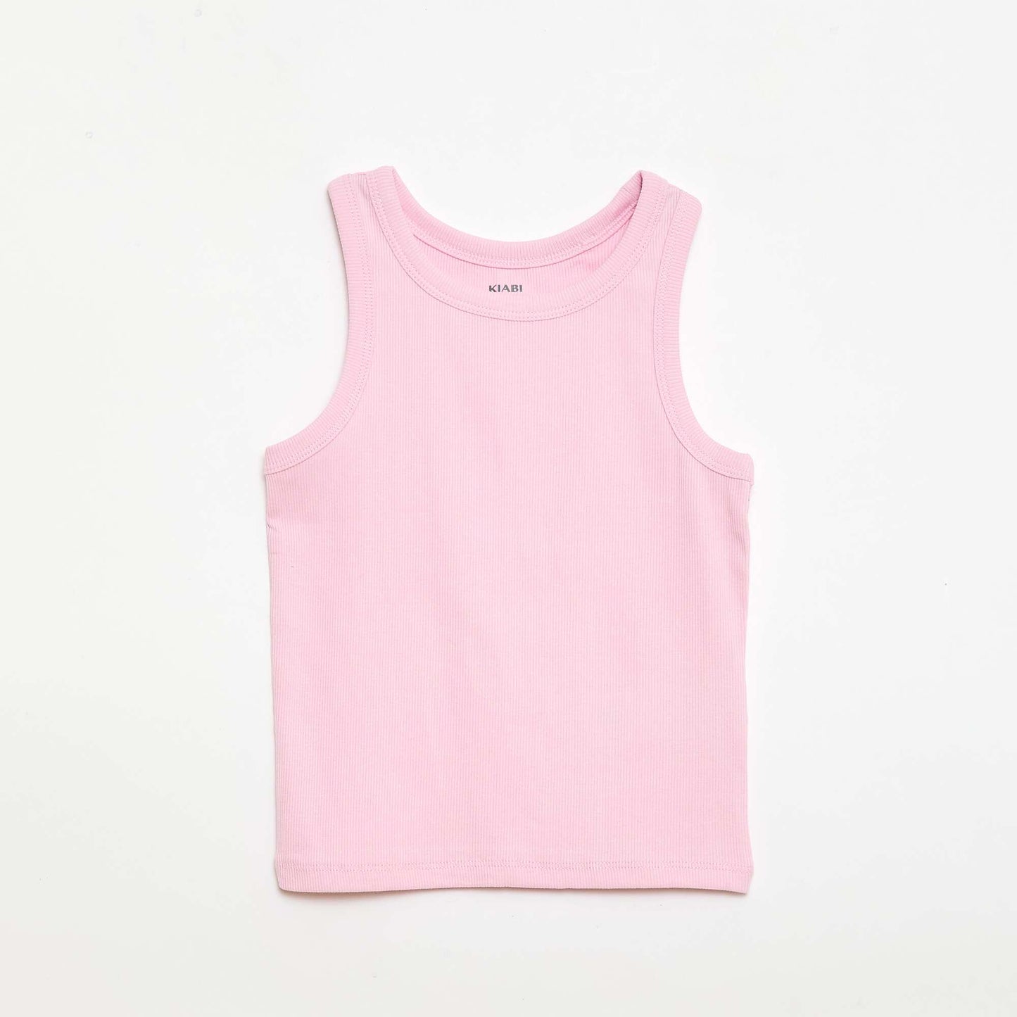 Ribbed Tank Top with Round Neck PINK
