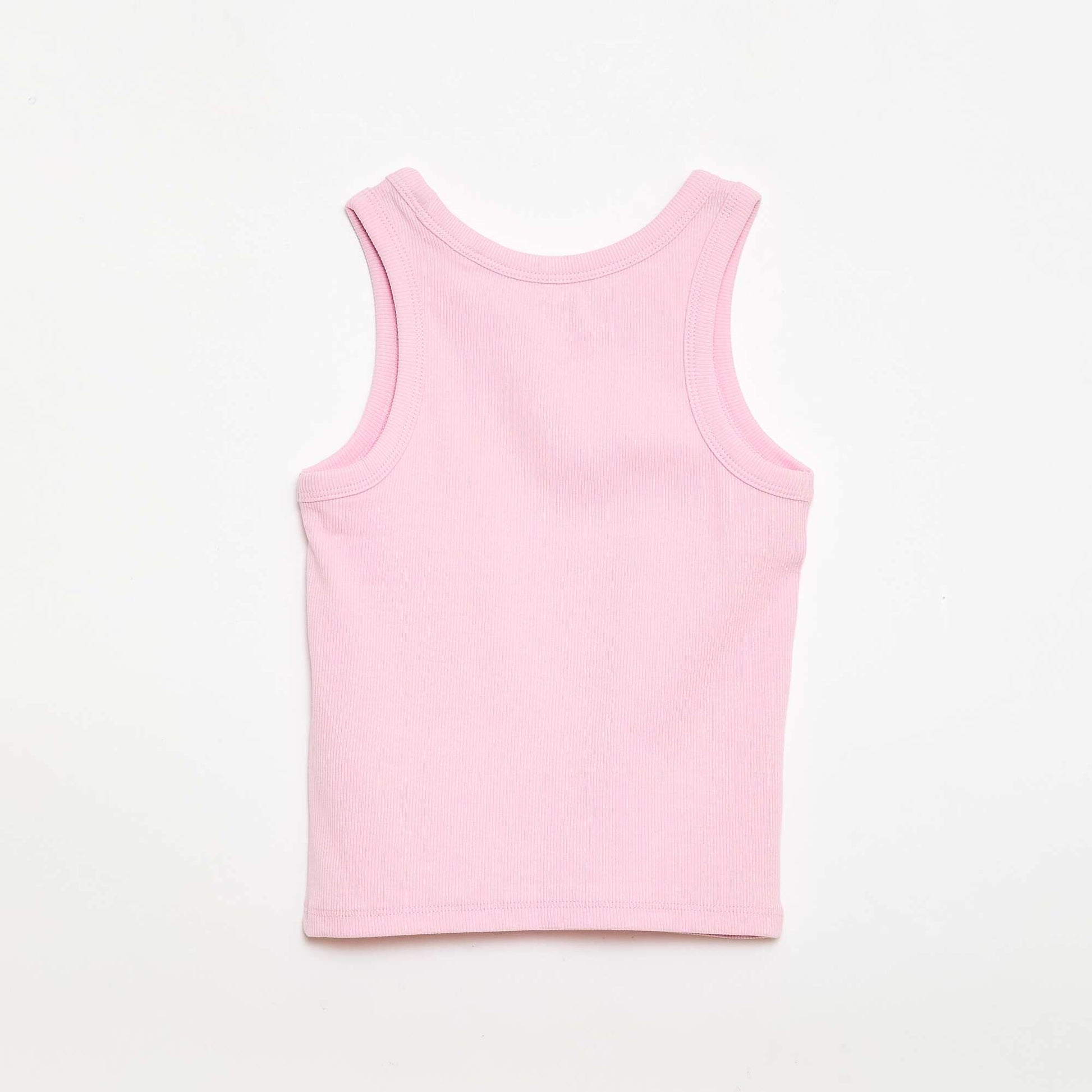 Ribbed Tank Top with Round Neck PINK