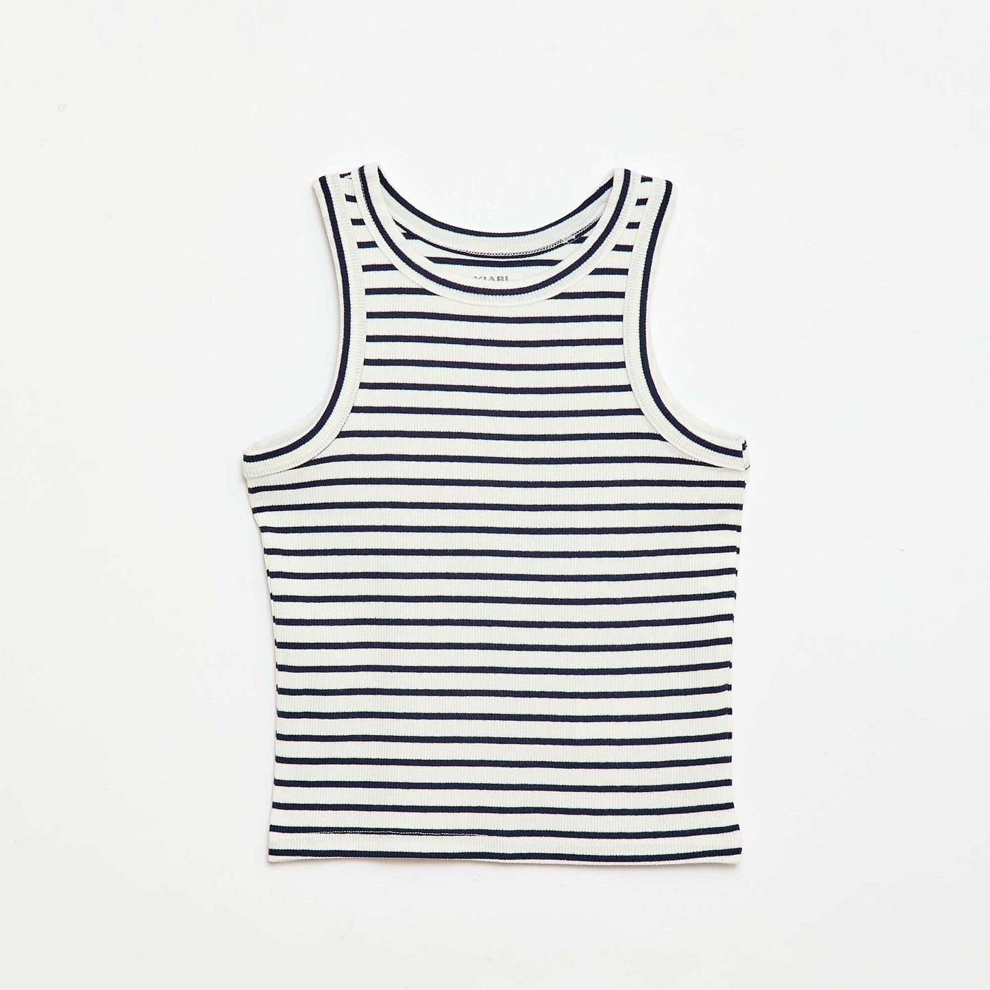 All-Over Ribbed Cotton Tank Top BLUE