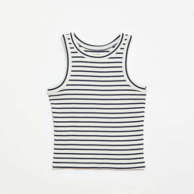 All-Over Ribbed Cotton Tank Top BLUE