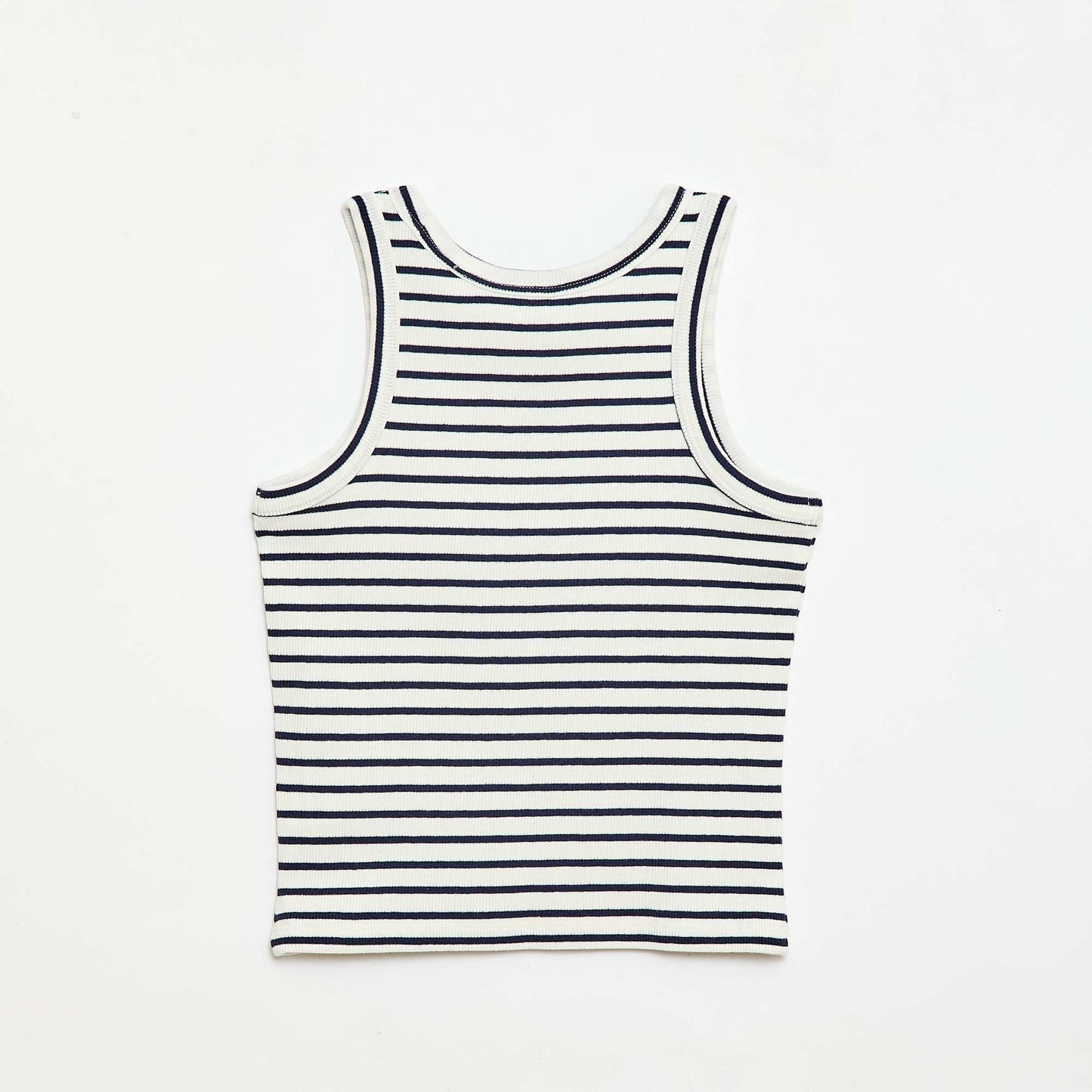 All-Over Ribbed Cotton Tank Top BLUE