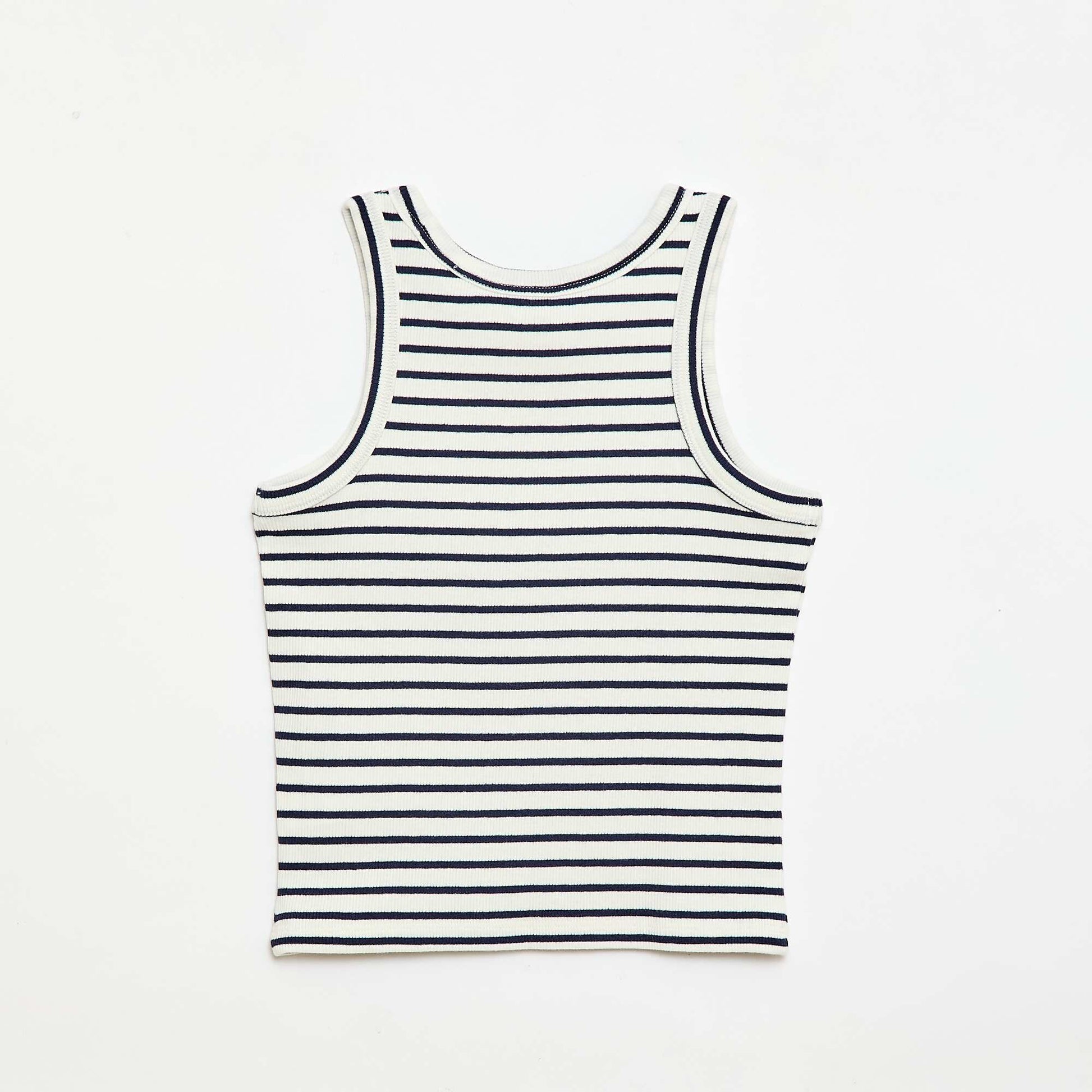 All-Over Ribbed Cotton Tank Top BLUE