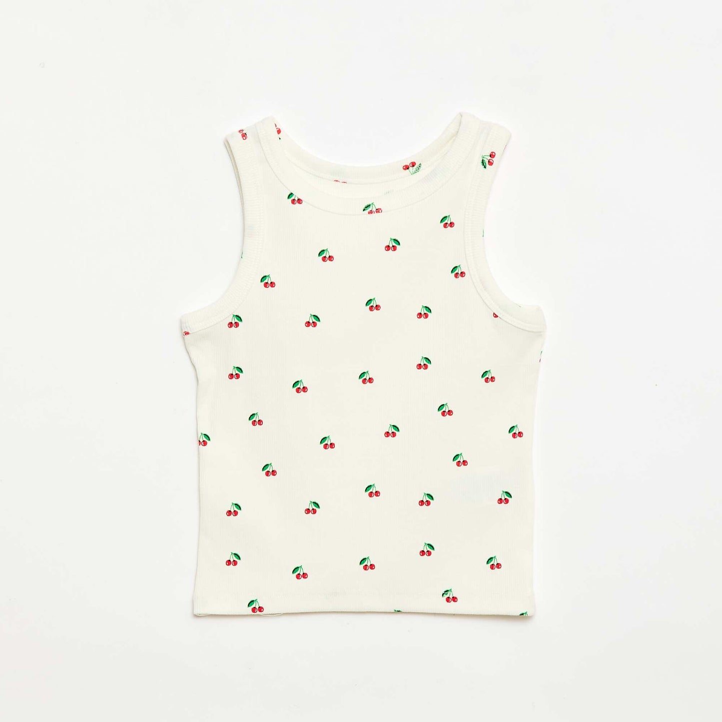 All-Over Ribbed Cotton Tank Top BEIGE