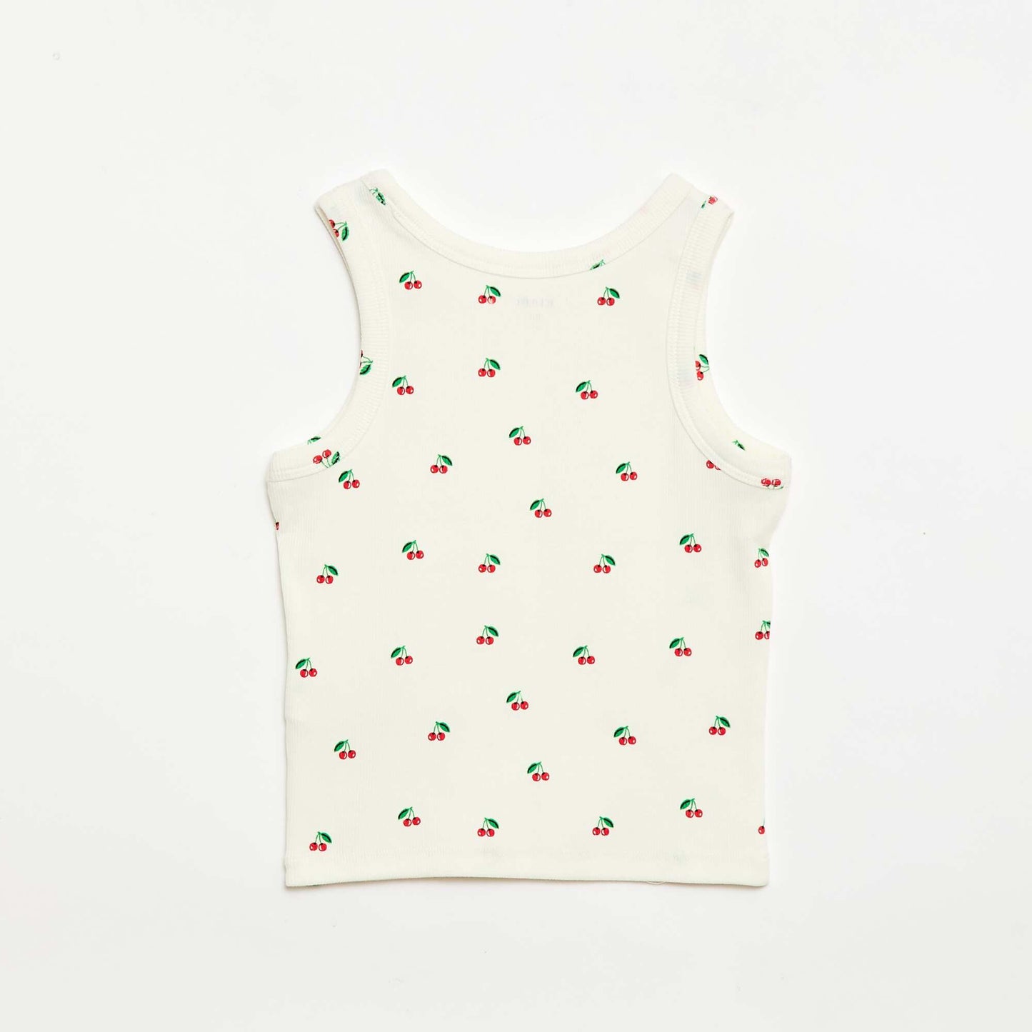 All-Over Ribbed Cotton Tank Top BEIGE