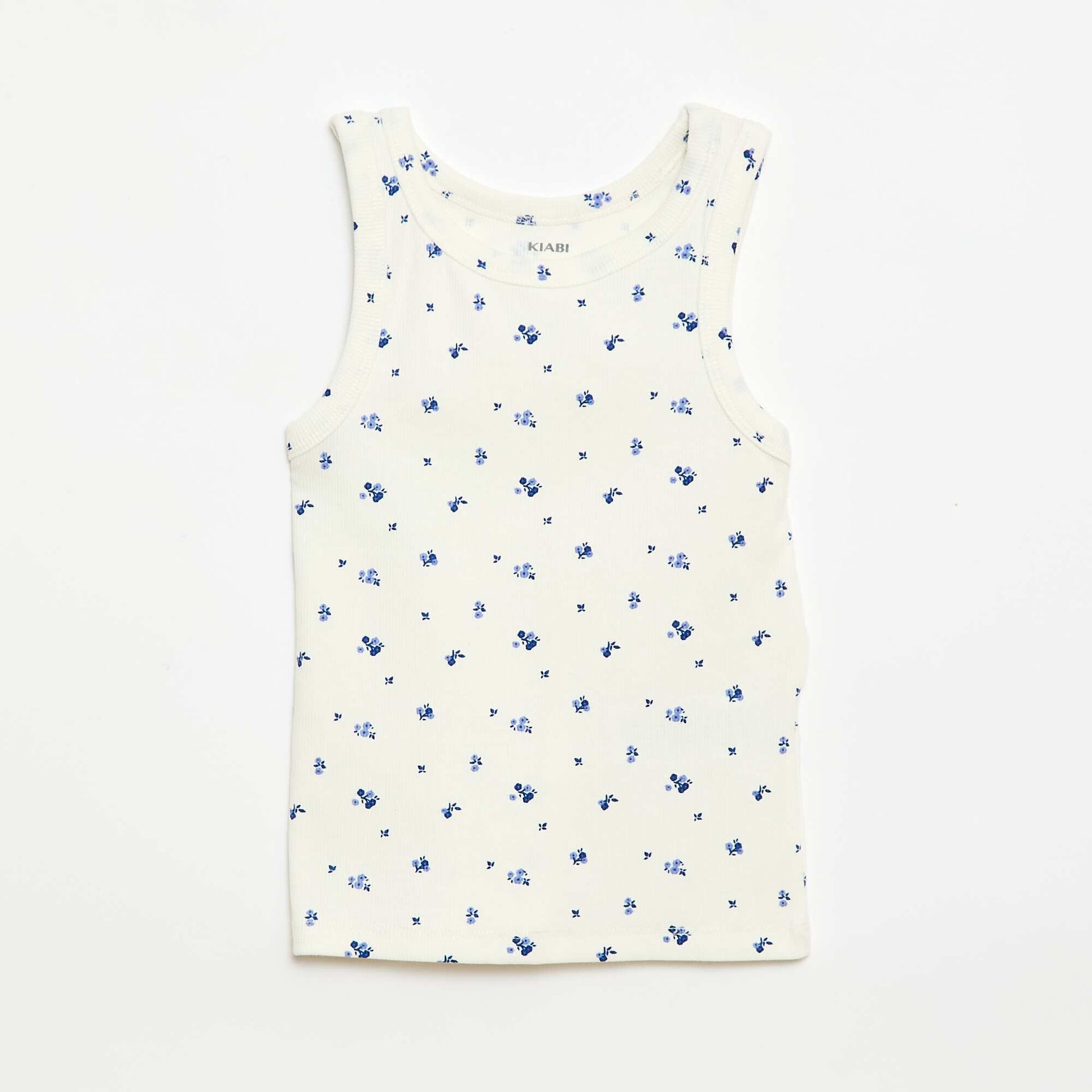 All-Over Ribbed Cotton Tank Top BEIGE