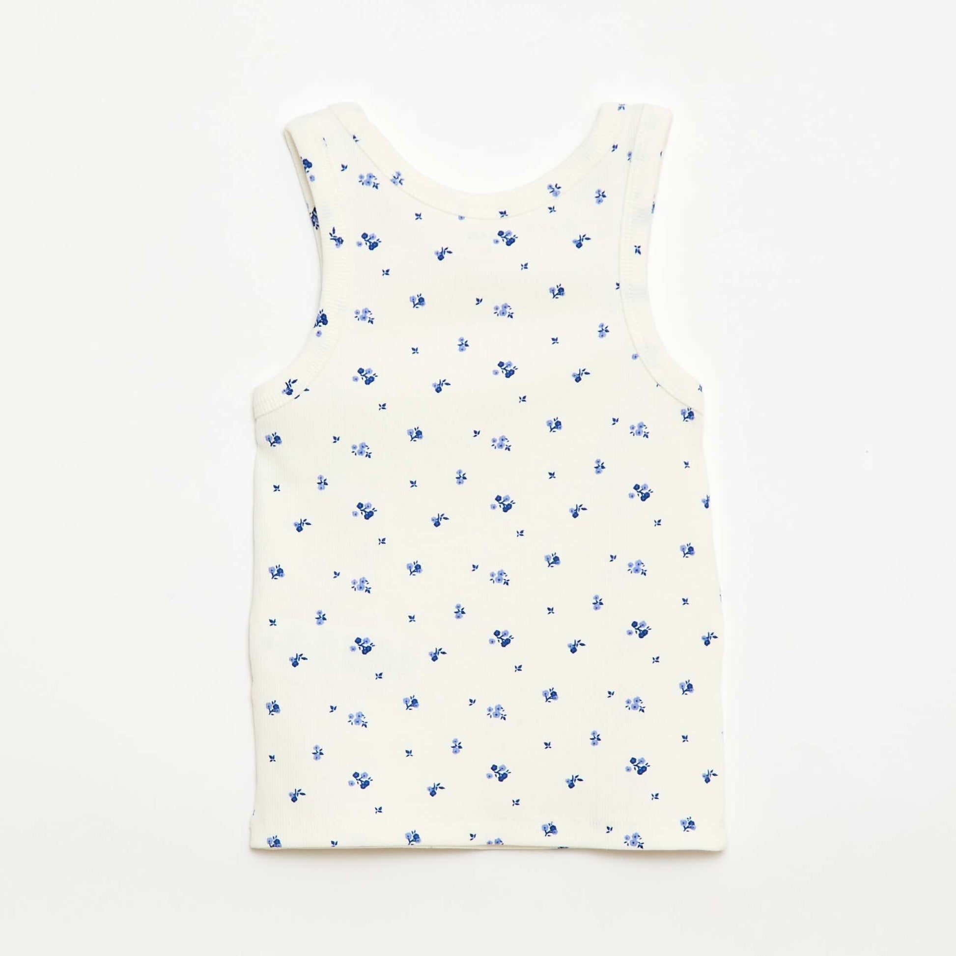 All-Over Ribbed Cotton Tank Top BEIGE