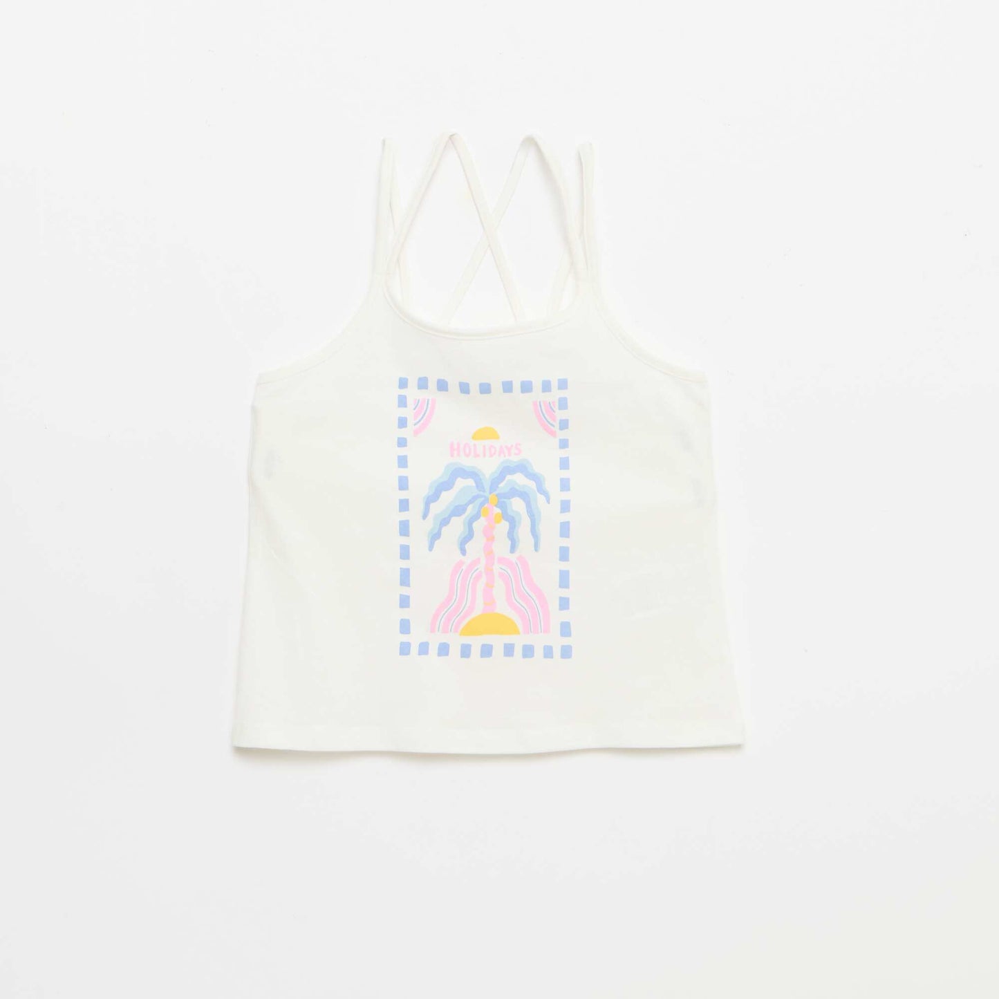 Set of 2 Tank Tops  1 Printed WHITE