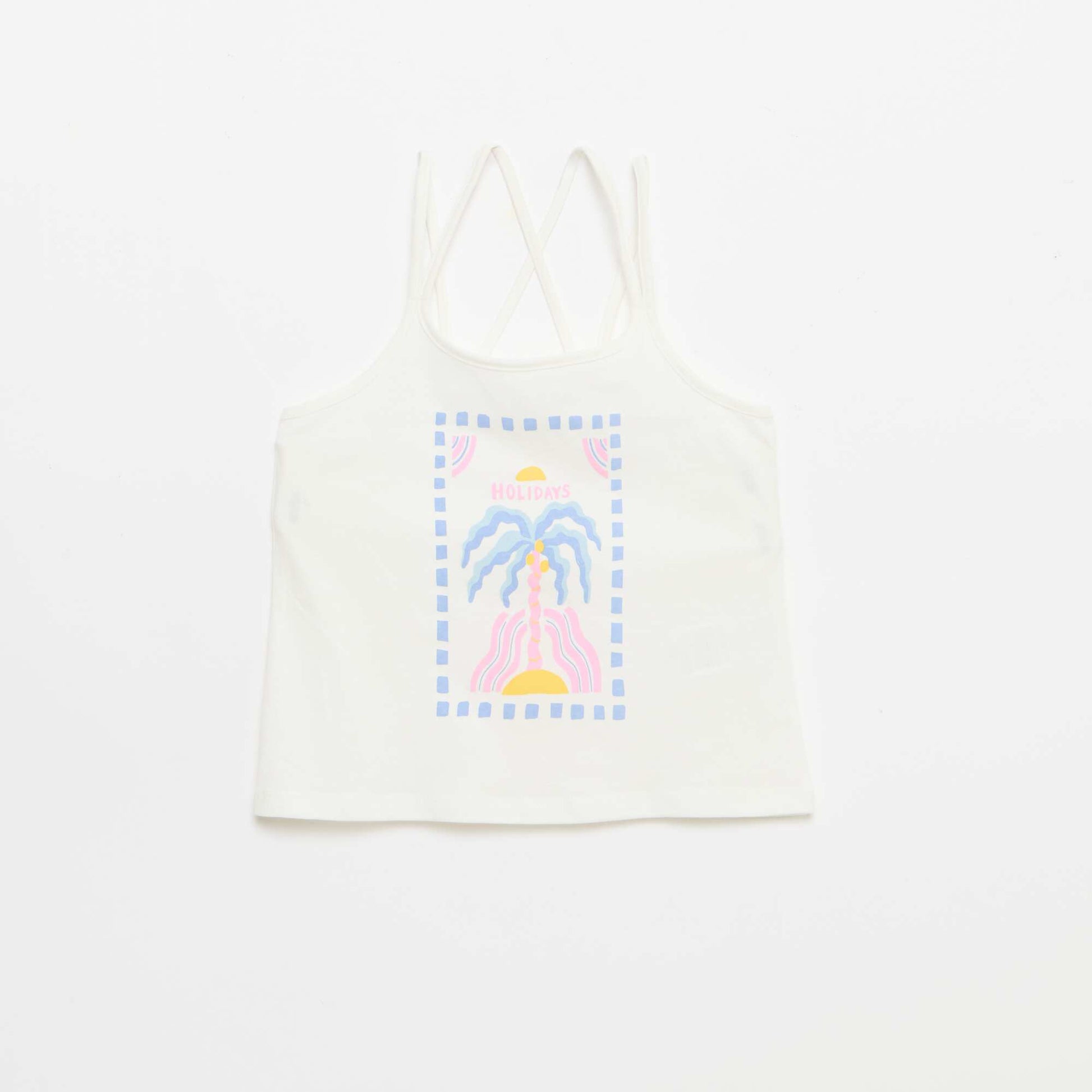 Set of 2 Tank Tops  1 Printed WHITE