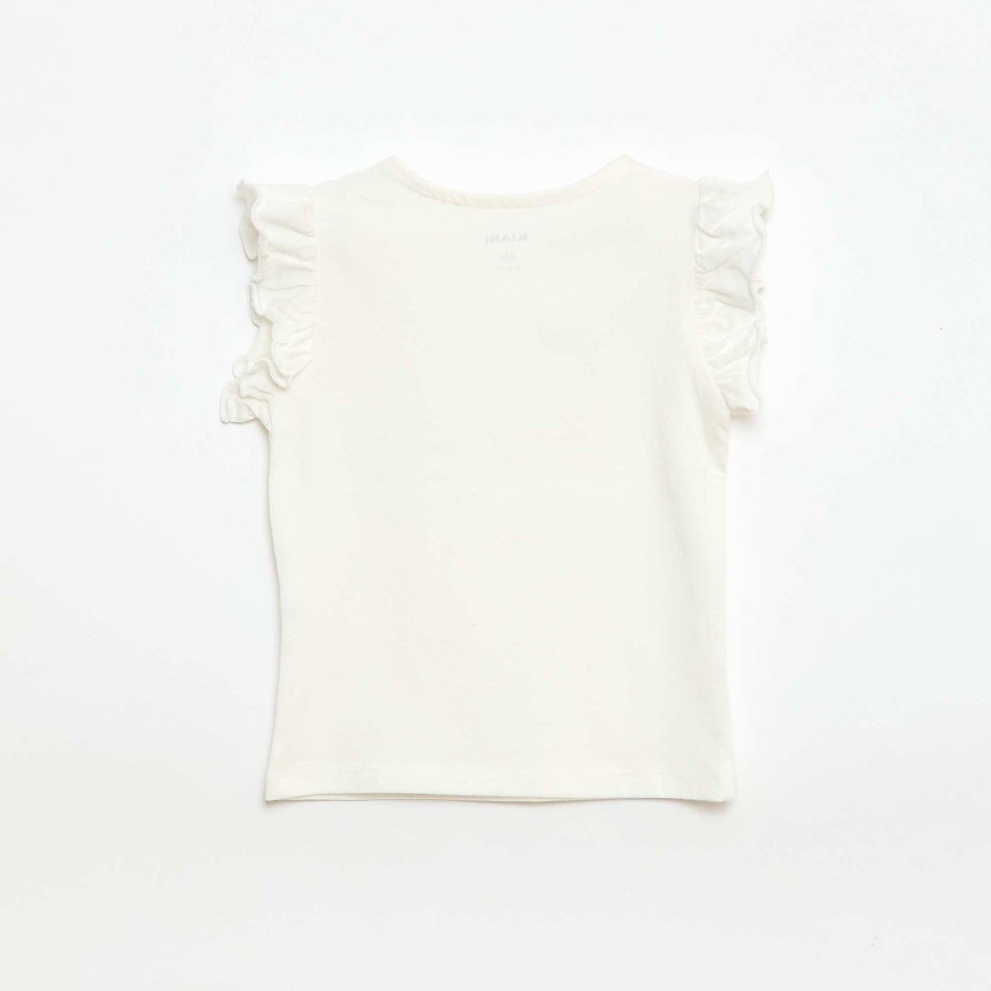 Short-Sleeve Jersey T-Shirt with Ruffled Sleeves WHITE