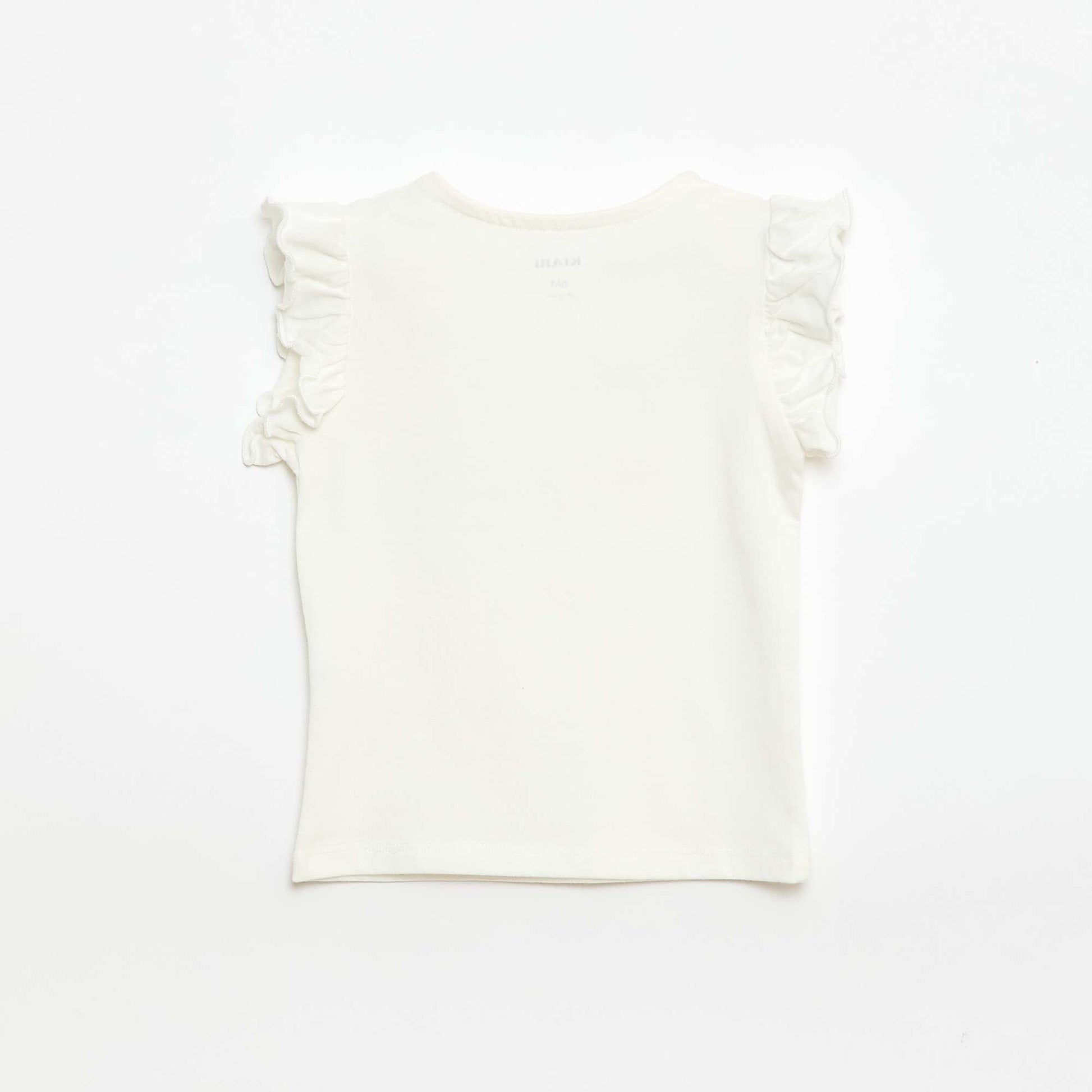 Short-Sleeve Jersey T-Shirt with Ruffled Sleeves WHITE