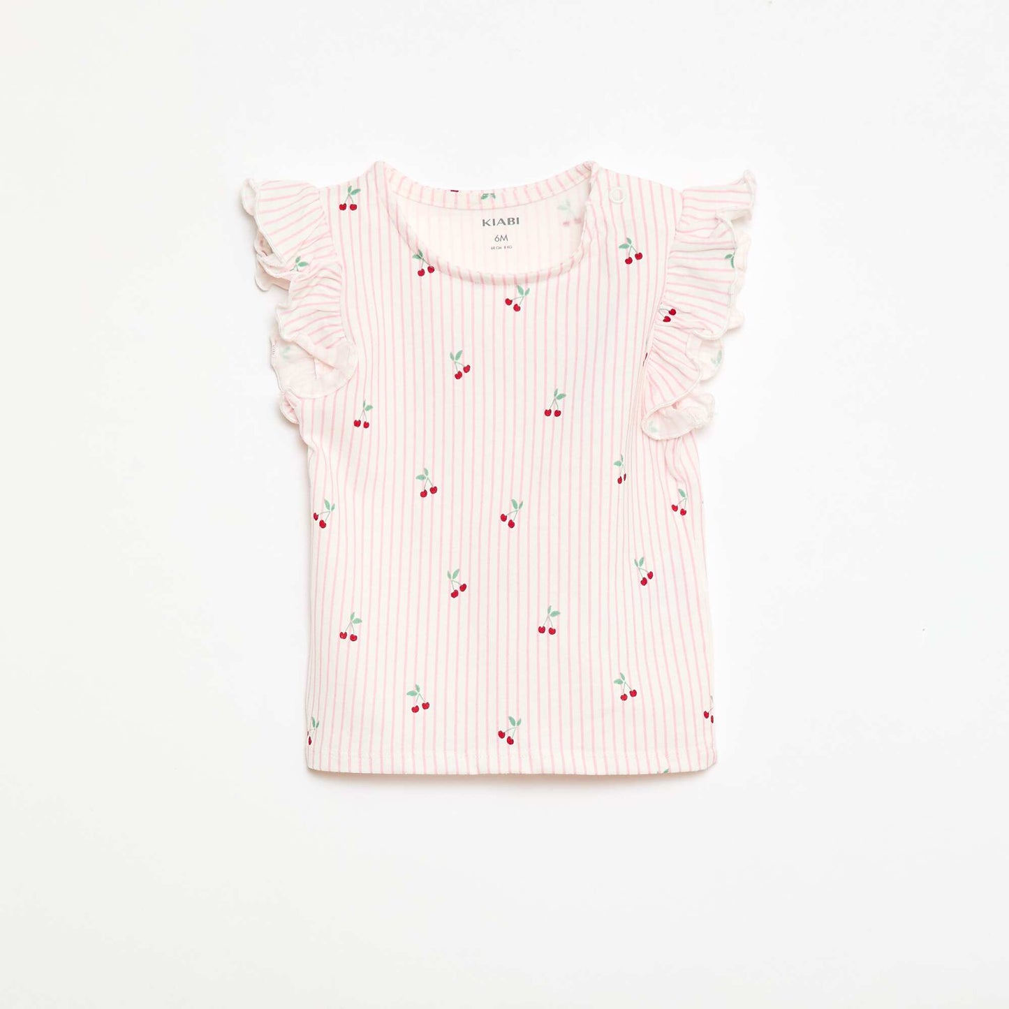 Short-Sleeve Jersey T-Shirt with Ruffled Sleeves PINK