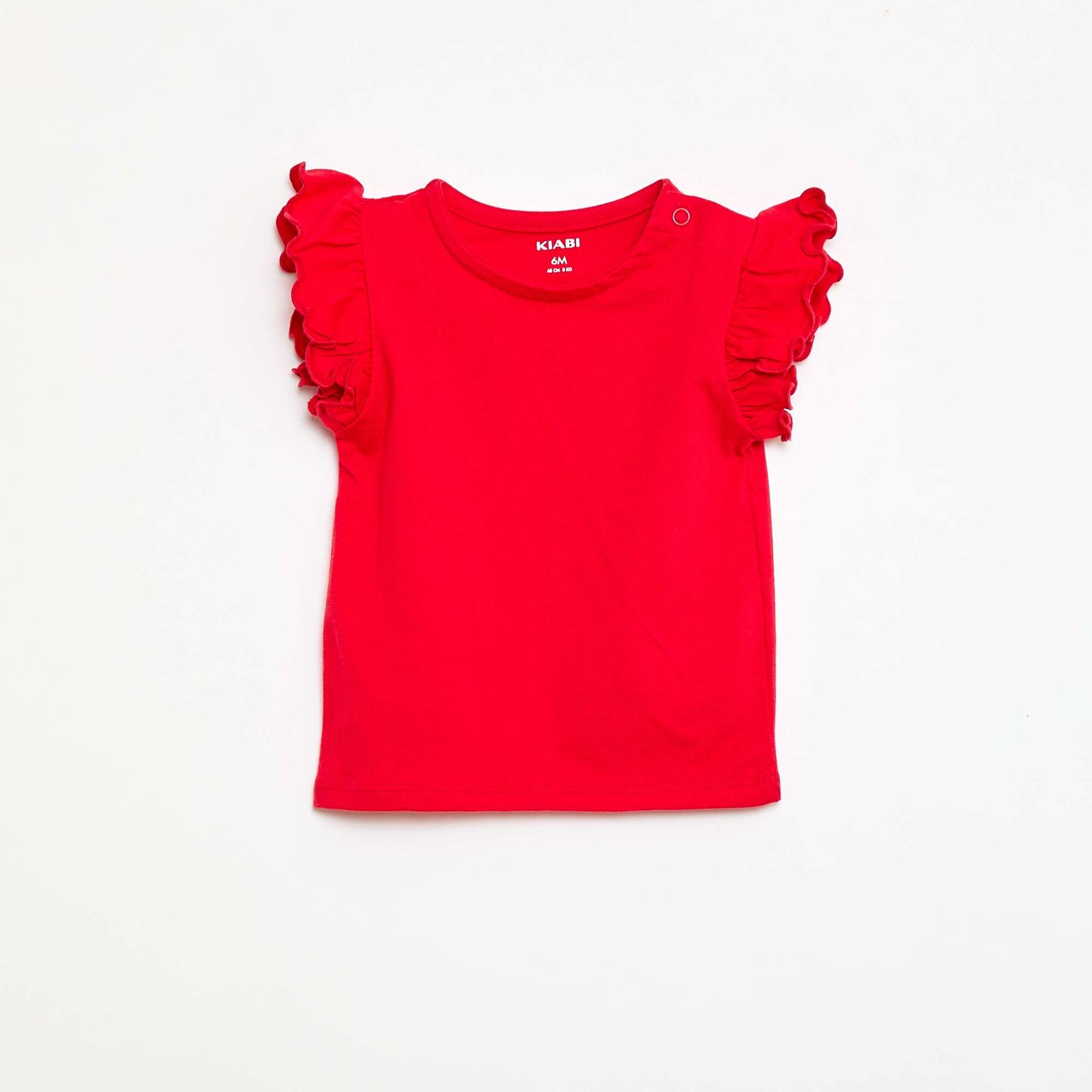 Ruffled Short-Sleeved Jersey T-shirt RED
