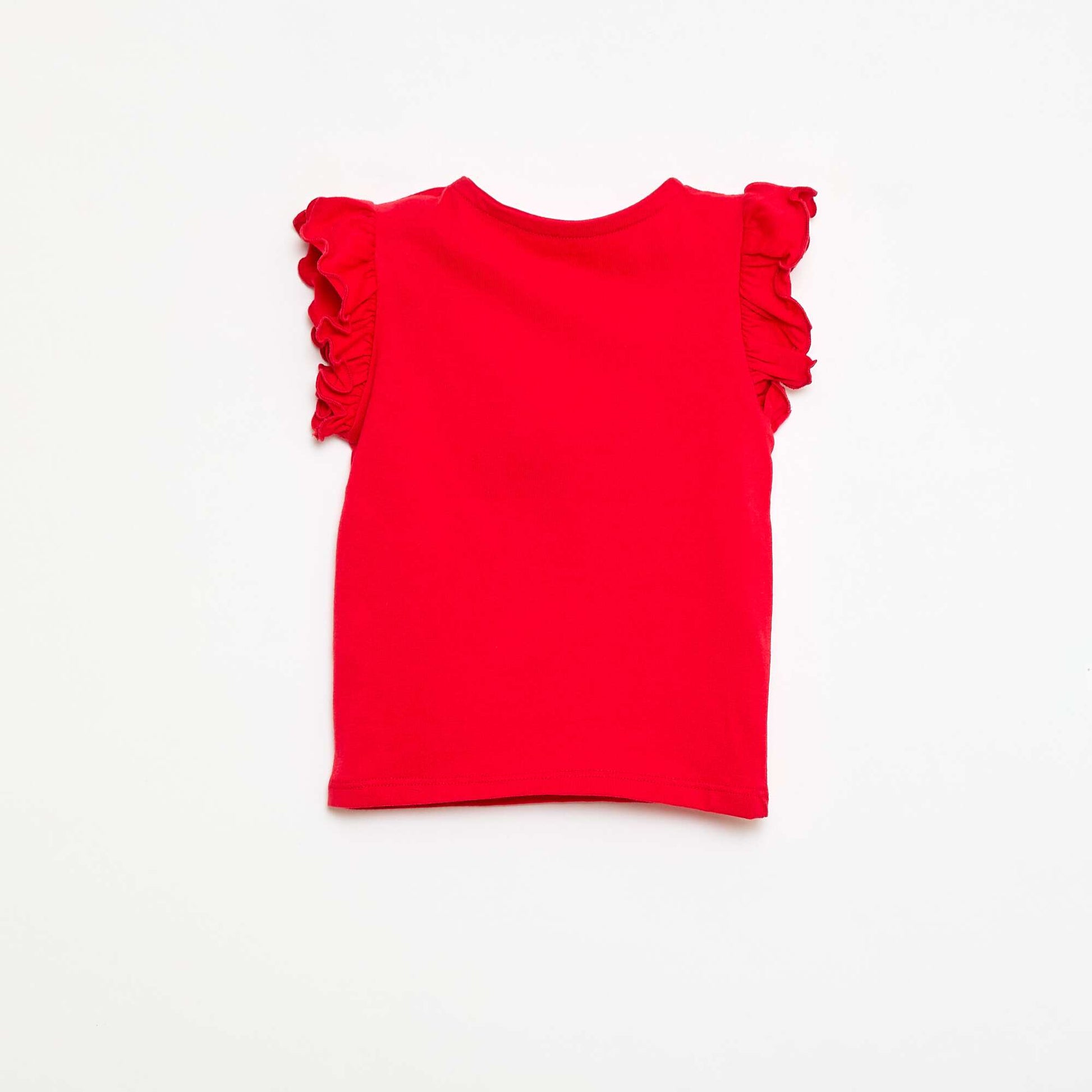 Ruffled Short-Sleeved Jersey T-shirt RED