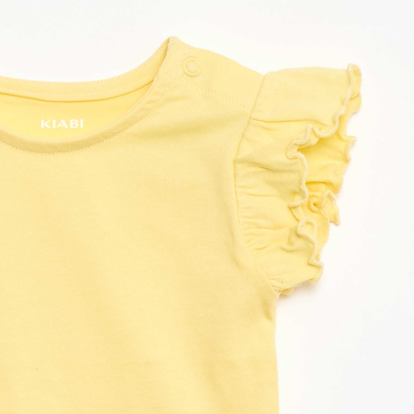 Short-Sleeve Jersey T-Shirt with Ruffled Sleeves YELLOW
