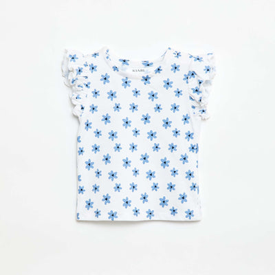 Ruffled short-sleeved jersey T-shirt WHITE
