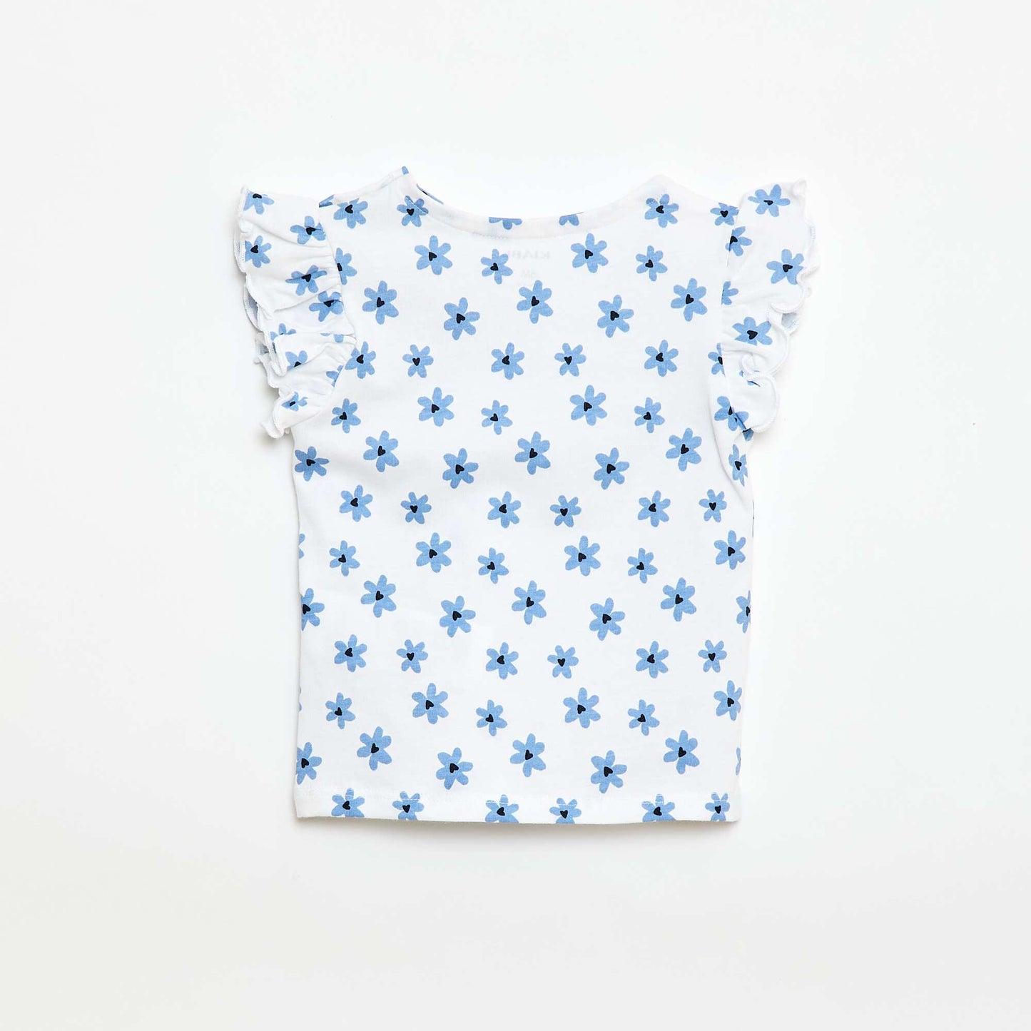 Ruffled short-sleeved jersey T-shirt WHITE