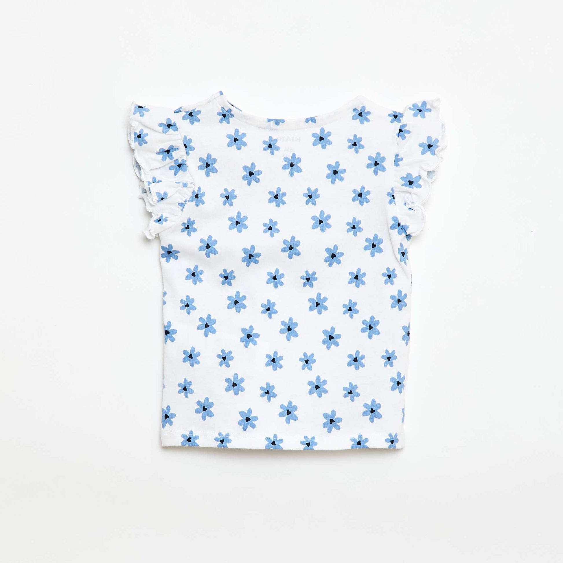 Ruffled short-sleeved jersey T-shirt WHITE