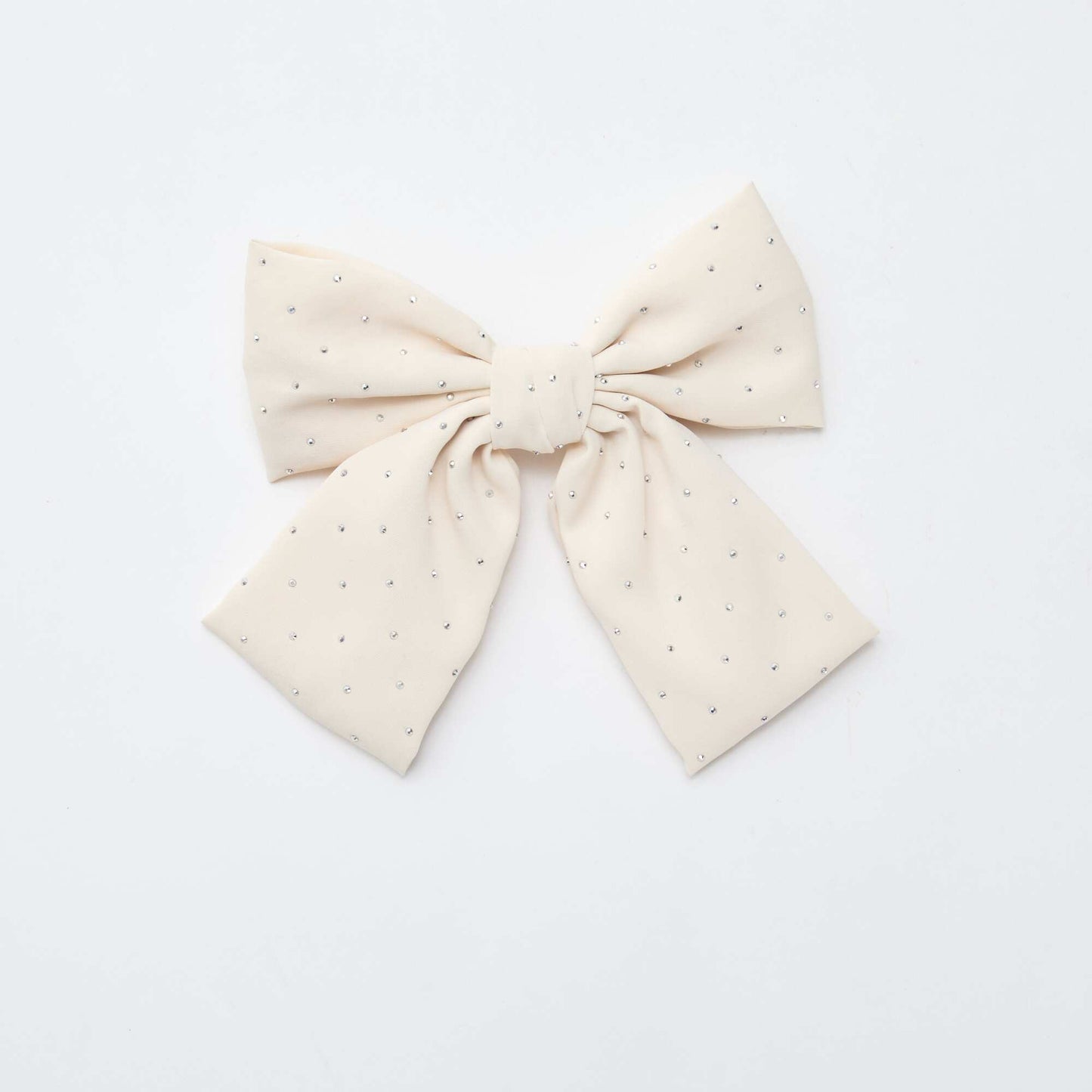 Rhinestone Bow Hair Clip BEIGE