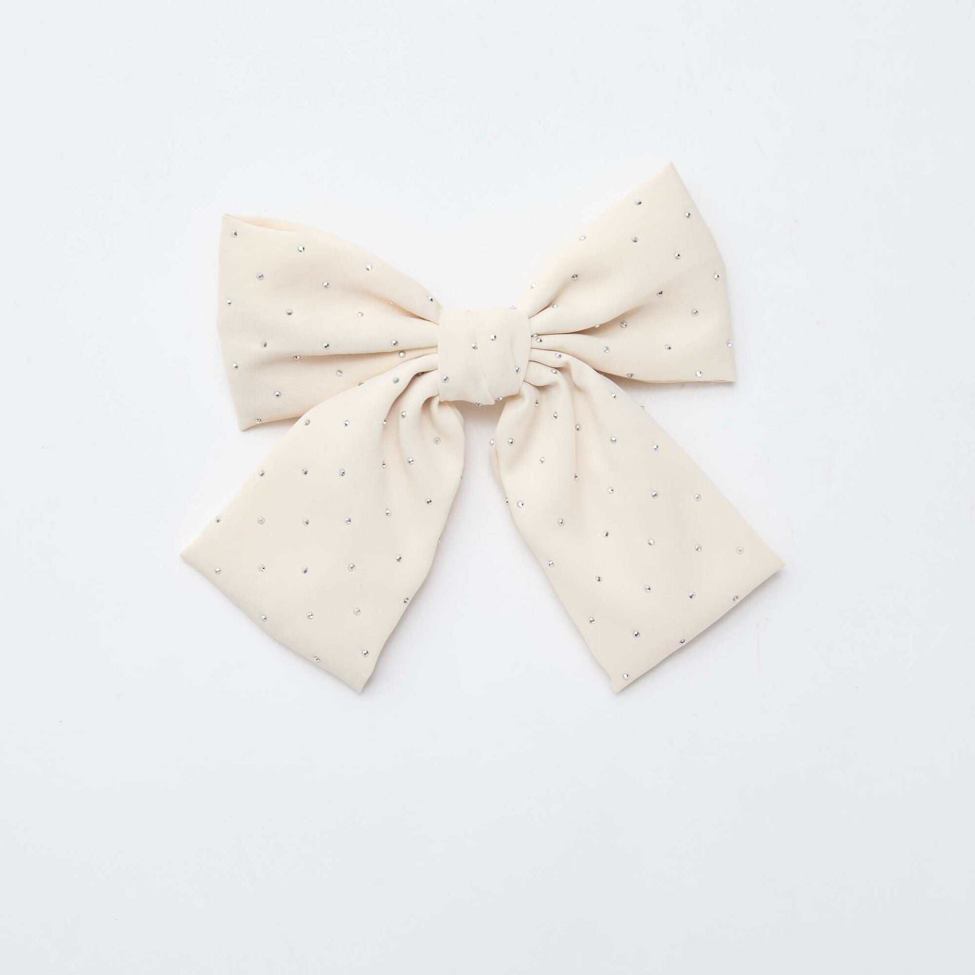 Rhinestone Bow Hair Clip BEIGE