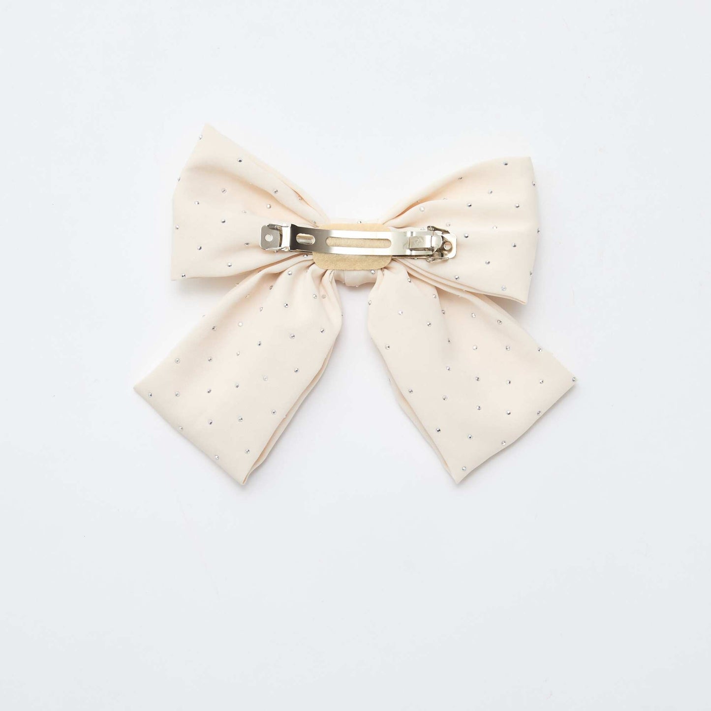 Rhinestone Bow Hair Clip BEIGE