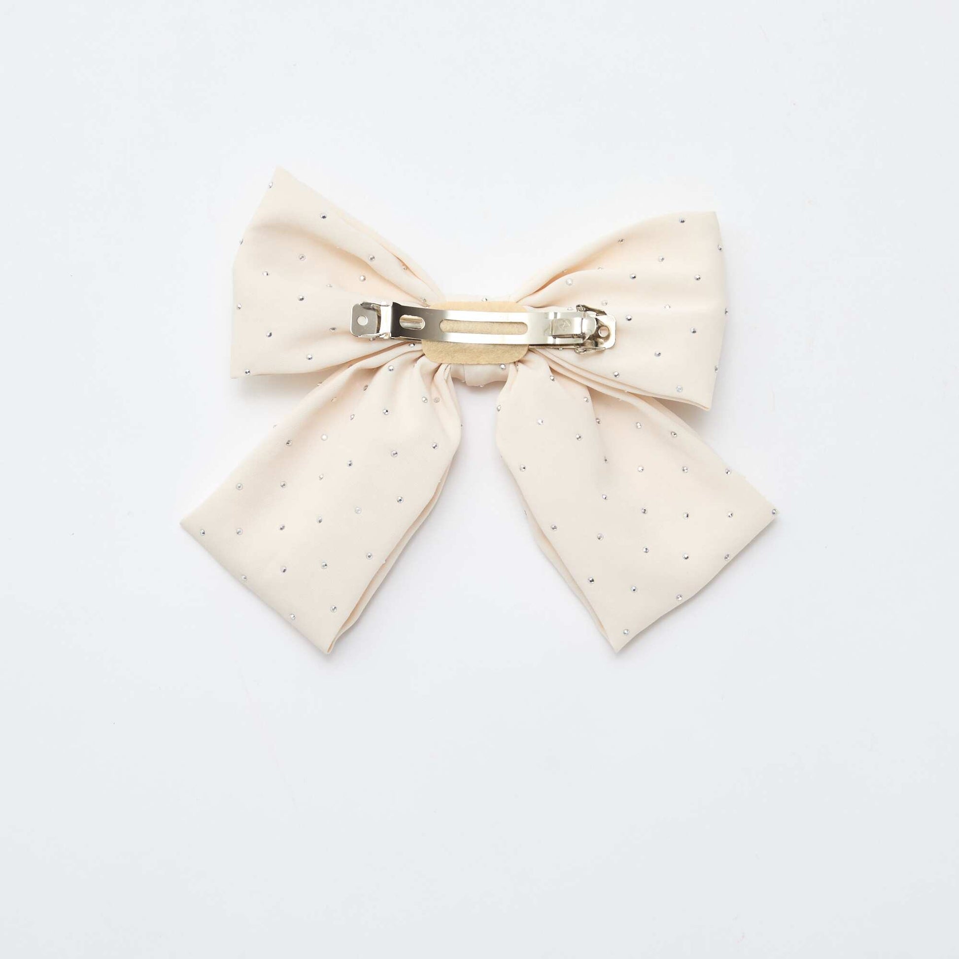 Rhinestone Bow Hair Clip BEIGE