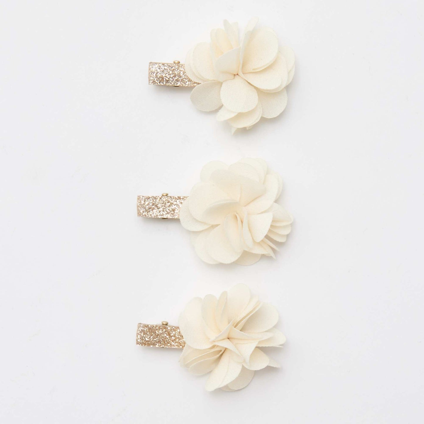 Set of 3 Floral Crocodile Hair Clips BEIGE