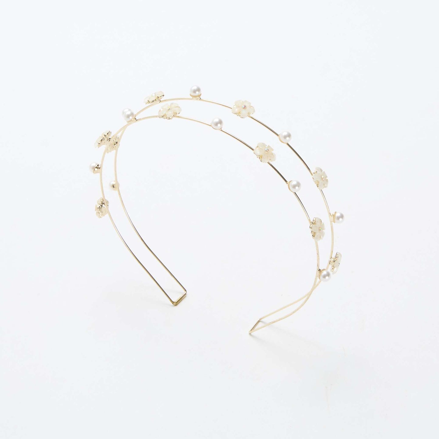 Double Row Floral Headband BEIGE