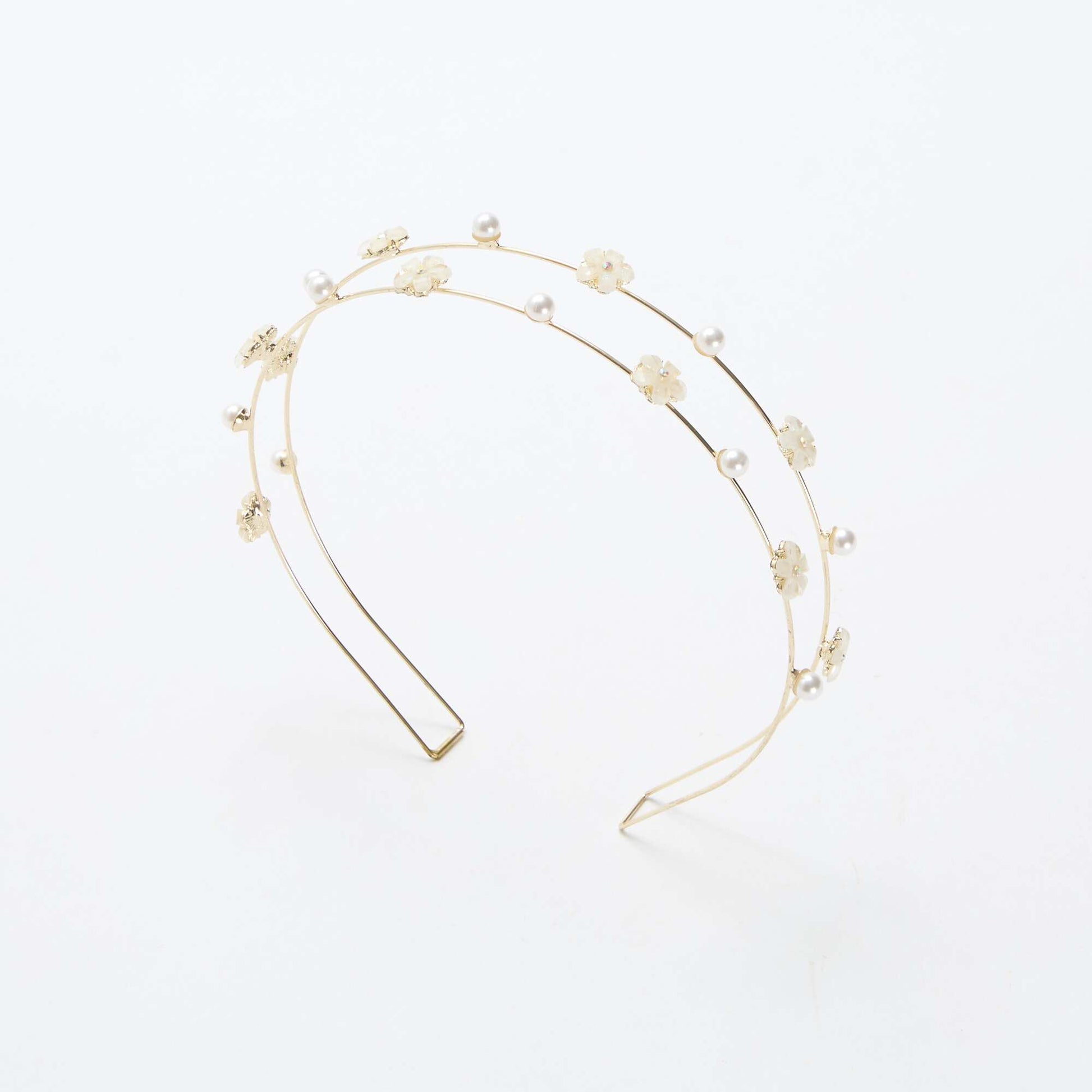 Double Row Floral Headband BEIGE