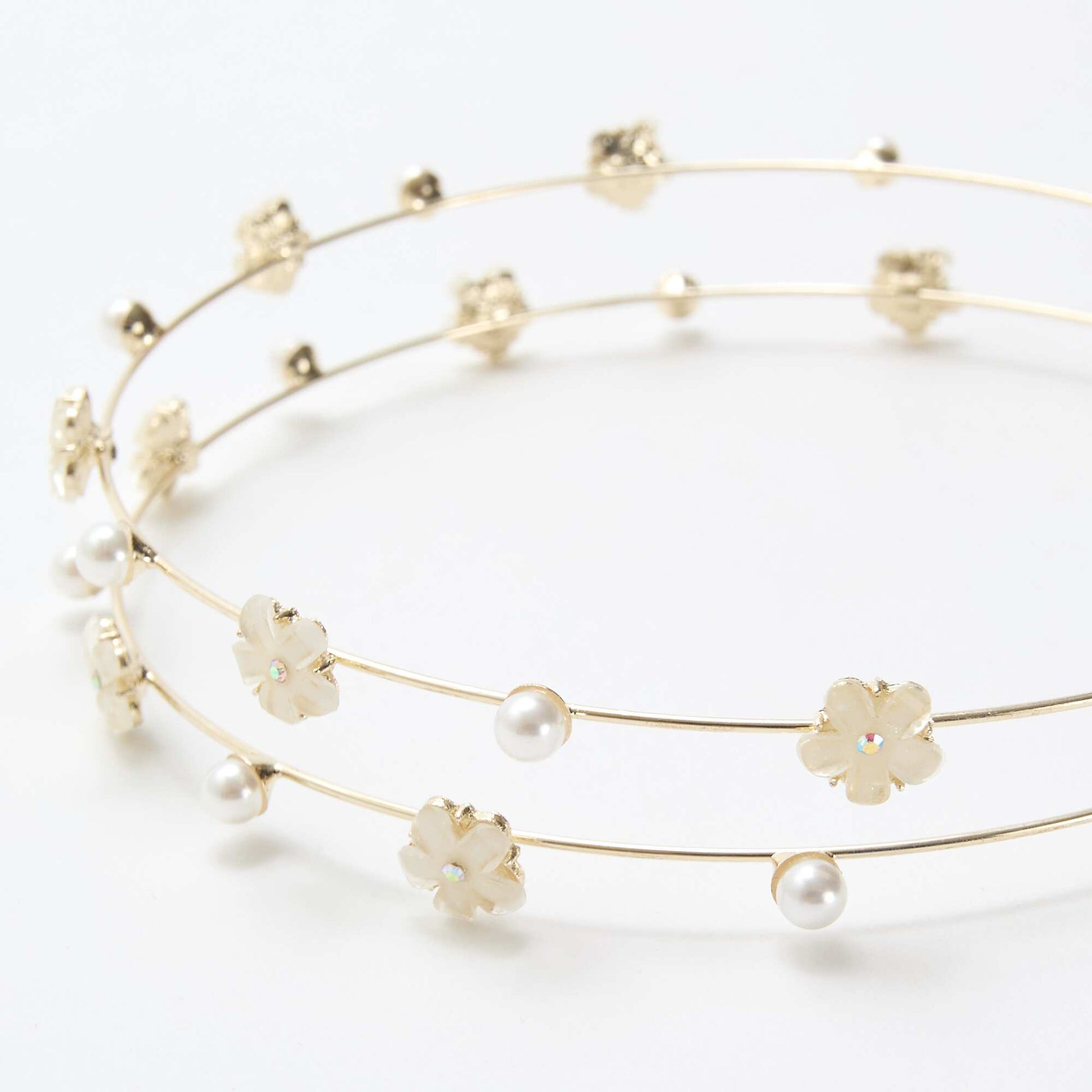 Double Row Floral Headband BEIGE