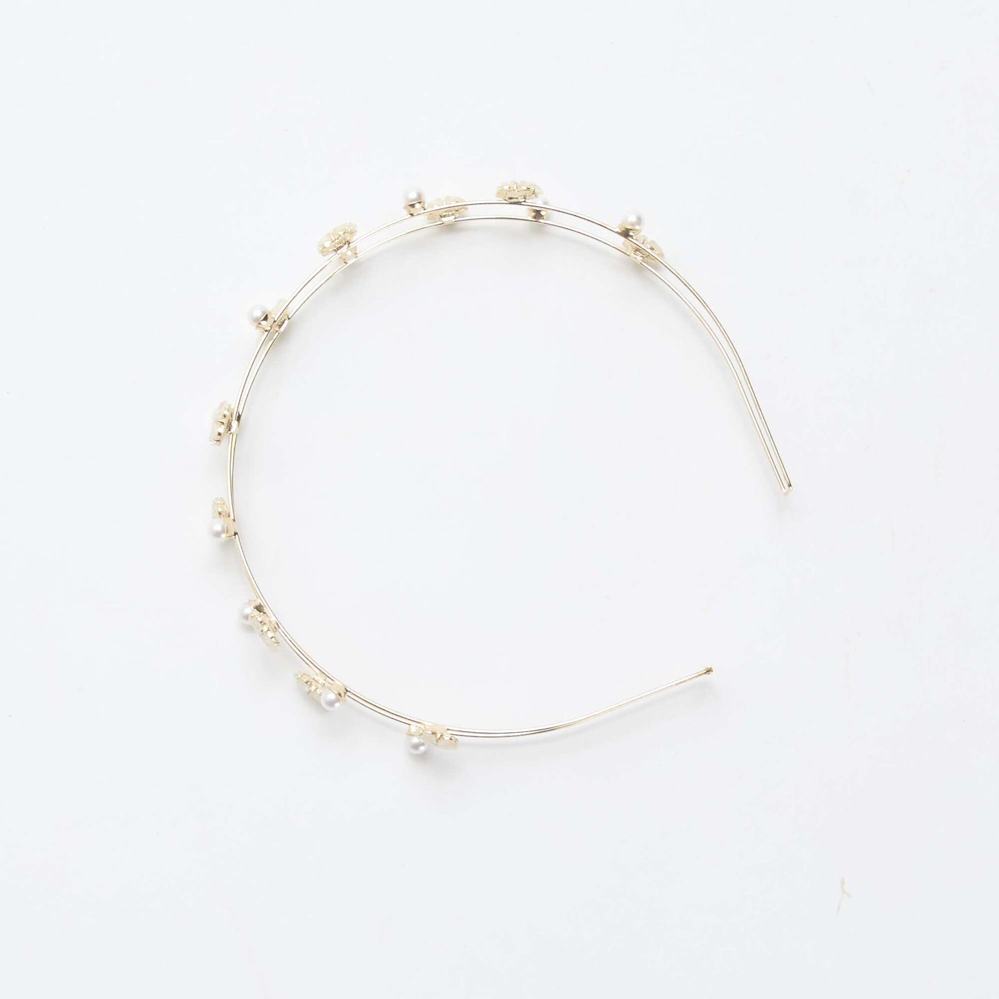 Double Row Floral Headband BEIGE