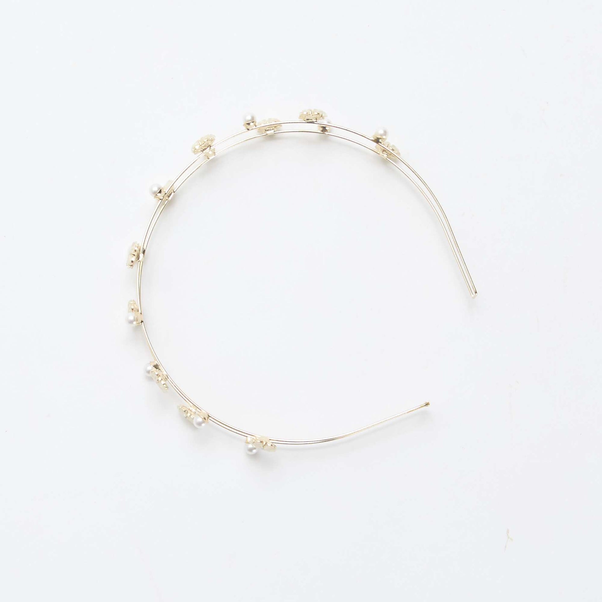 Double Row Floral Headband BEIGE