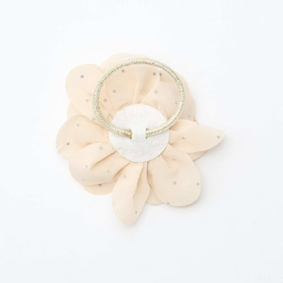 Large floral scrunchie with rhinestones BEIGE