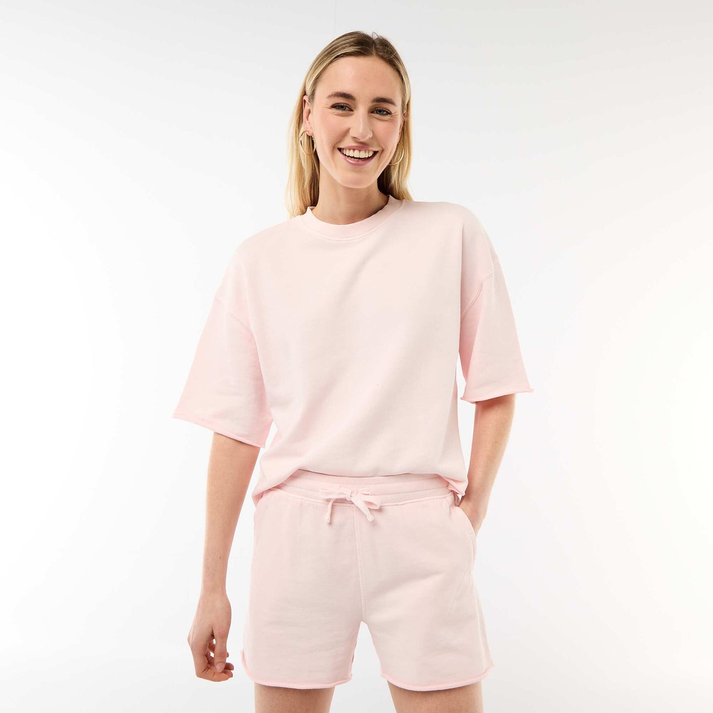 3/4 Sleeve French Terry T-shirt PINK