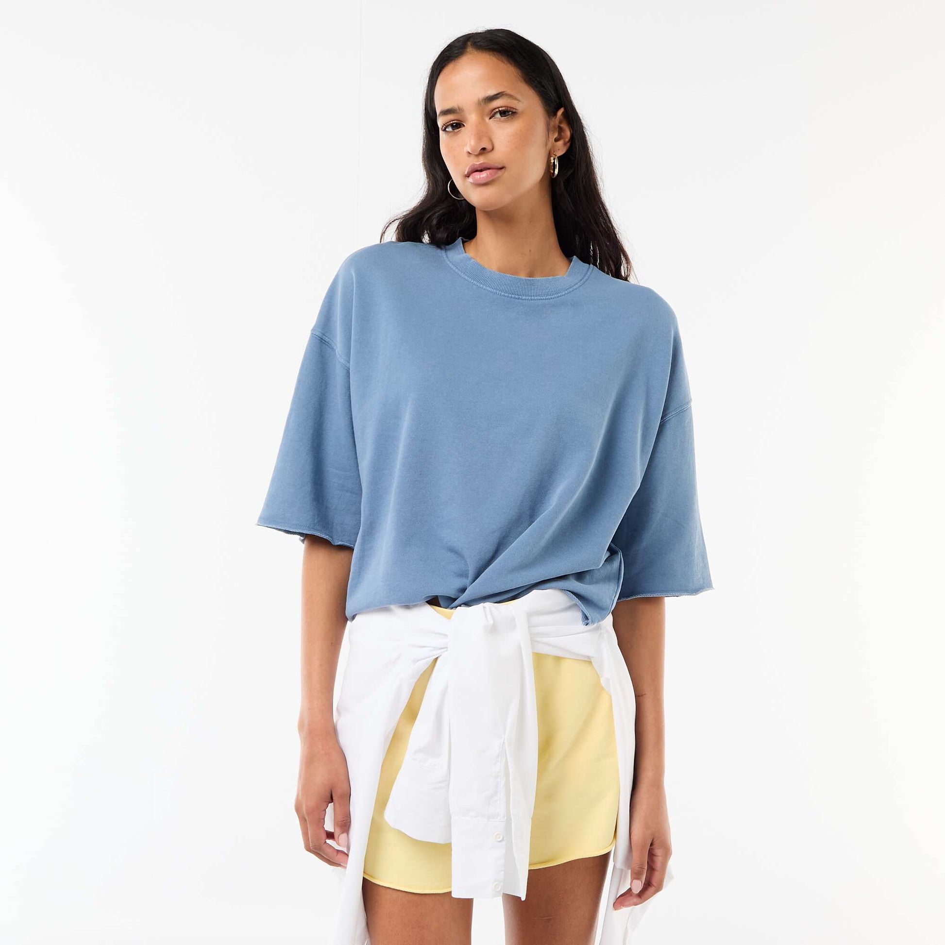 3/4 Sleeve French Terry T-shirt BLUE