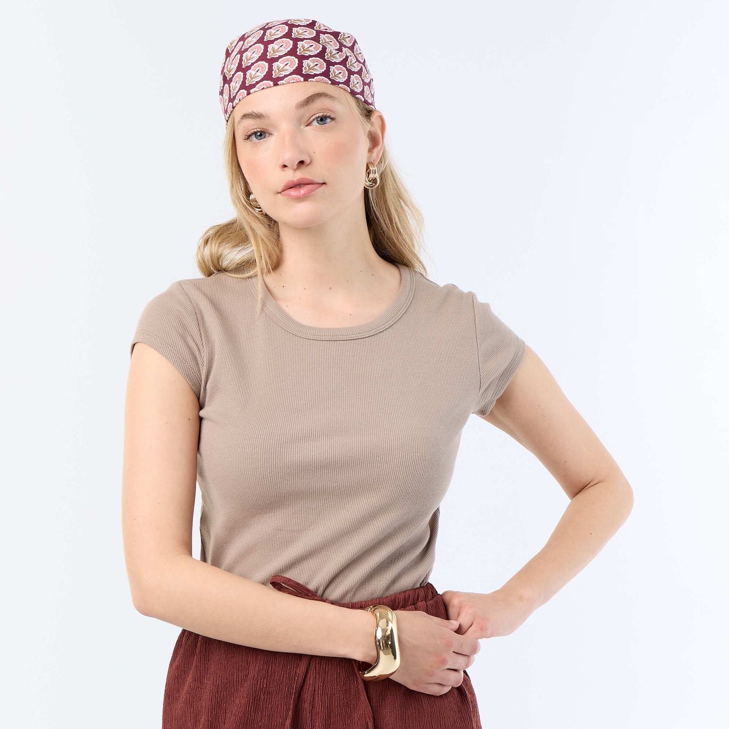 Ribbed Short-Sleeve Jersey T-Shirt TAUPE