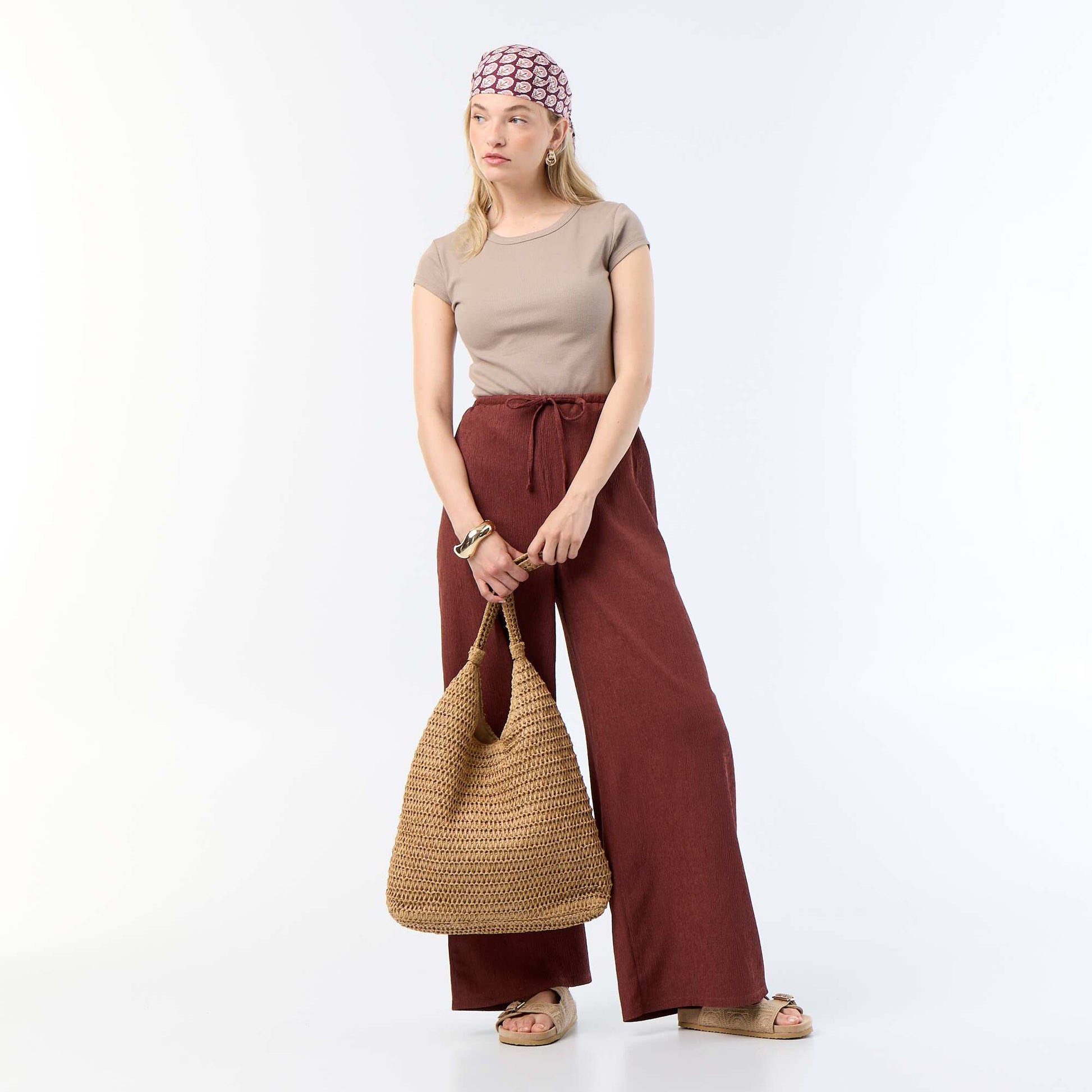 Ribbed Short-Sleeve Jersey T-Shirt TAUPE