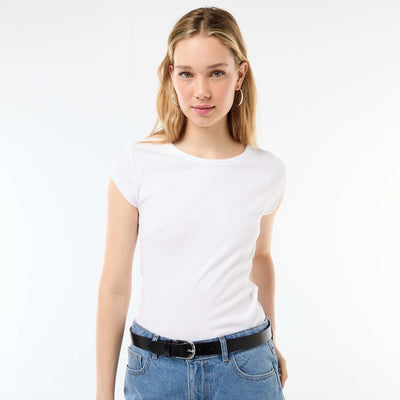 Ribbed Short-Sleeve Jersey T-Shirt WHITE