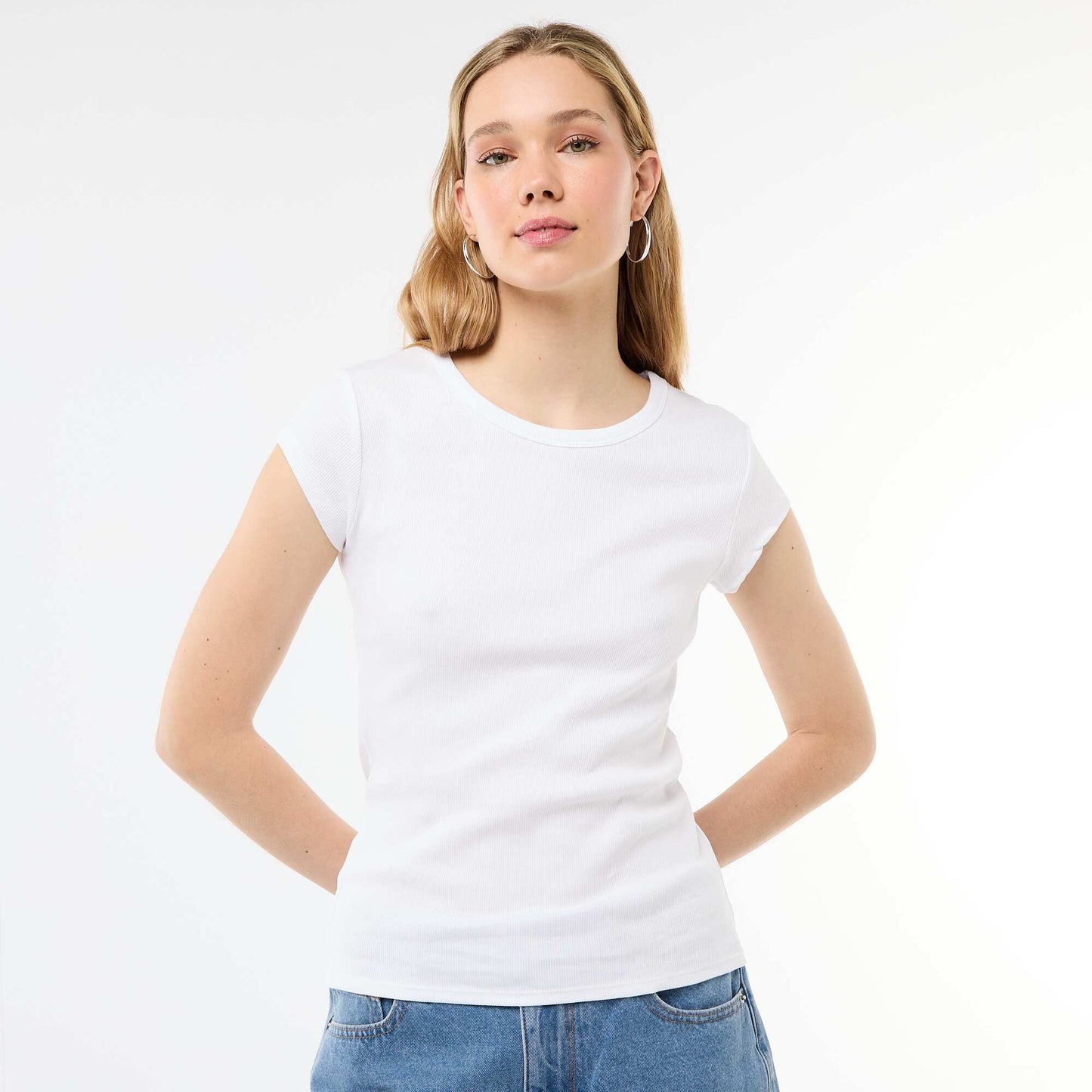 Ribbed Short-Sleeve Jersey T-Shirt WHITE