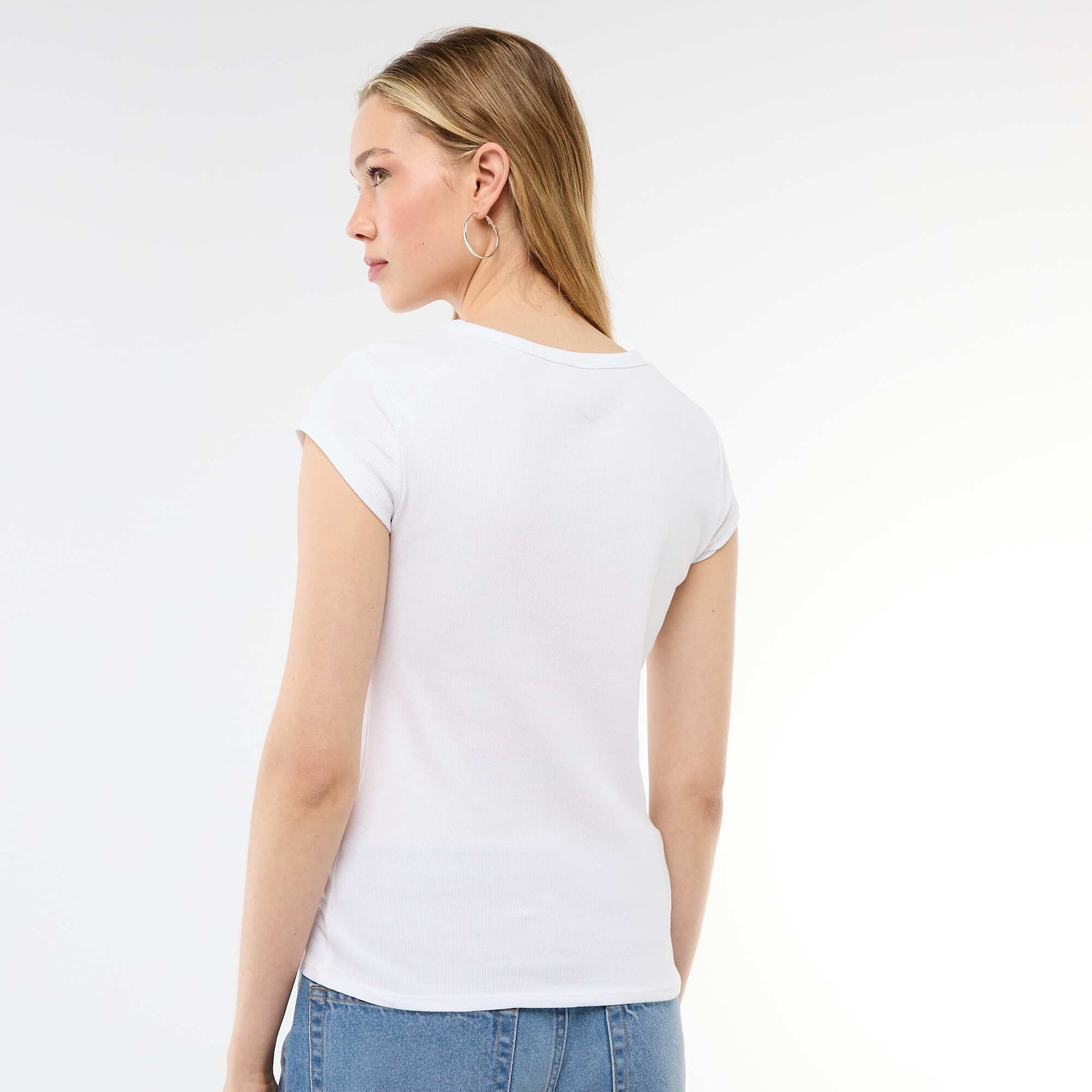 Ribbed Short-Sleeve Jersey T-Shirt WHITE