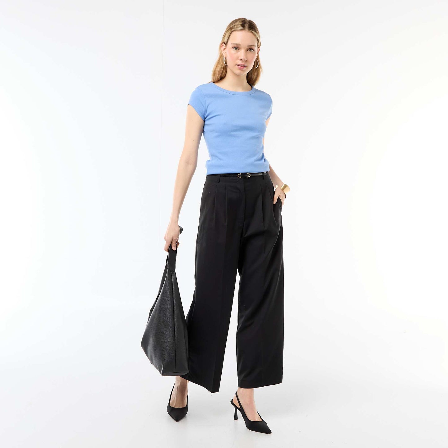 Ribbed Short-Sleeve Jersey T-Shirt BLUE
