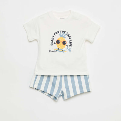 Cotton Summer Pajama Set WHITE