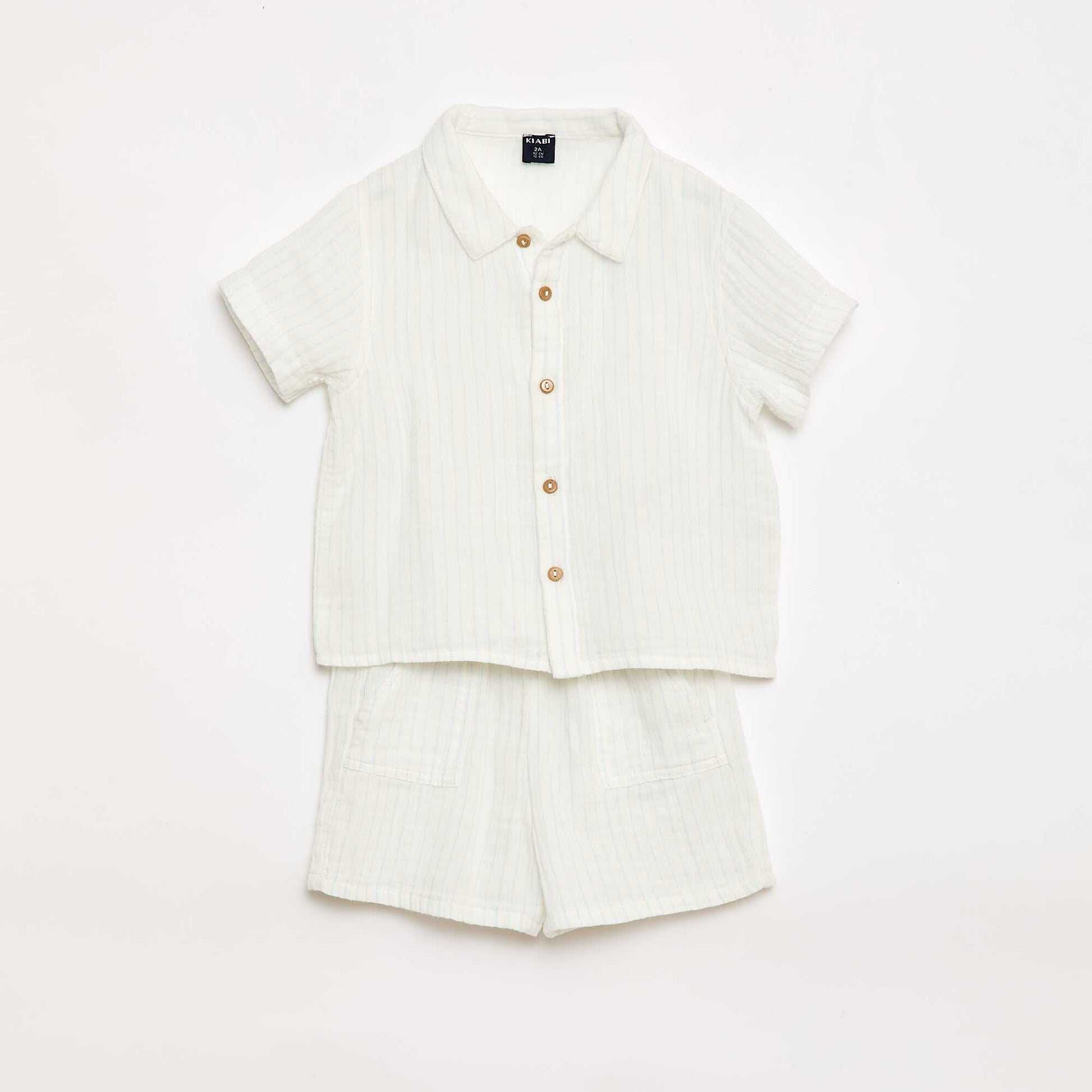 Two-piece shirt and shorts set WHITE