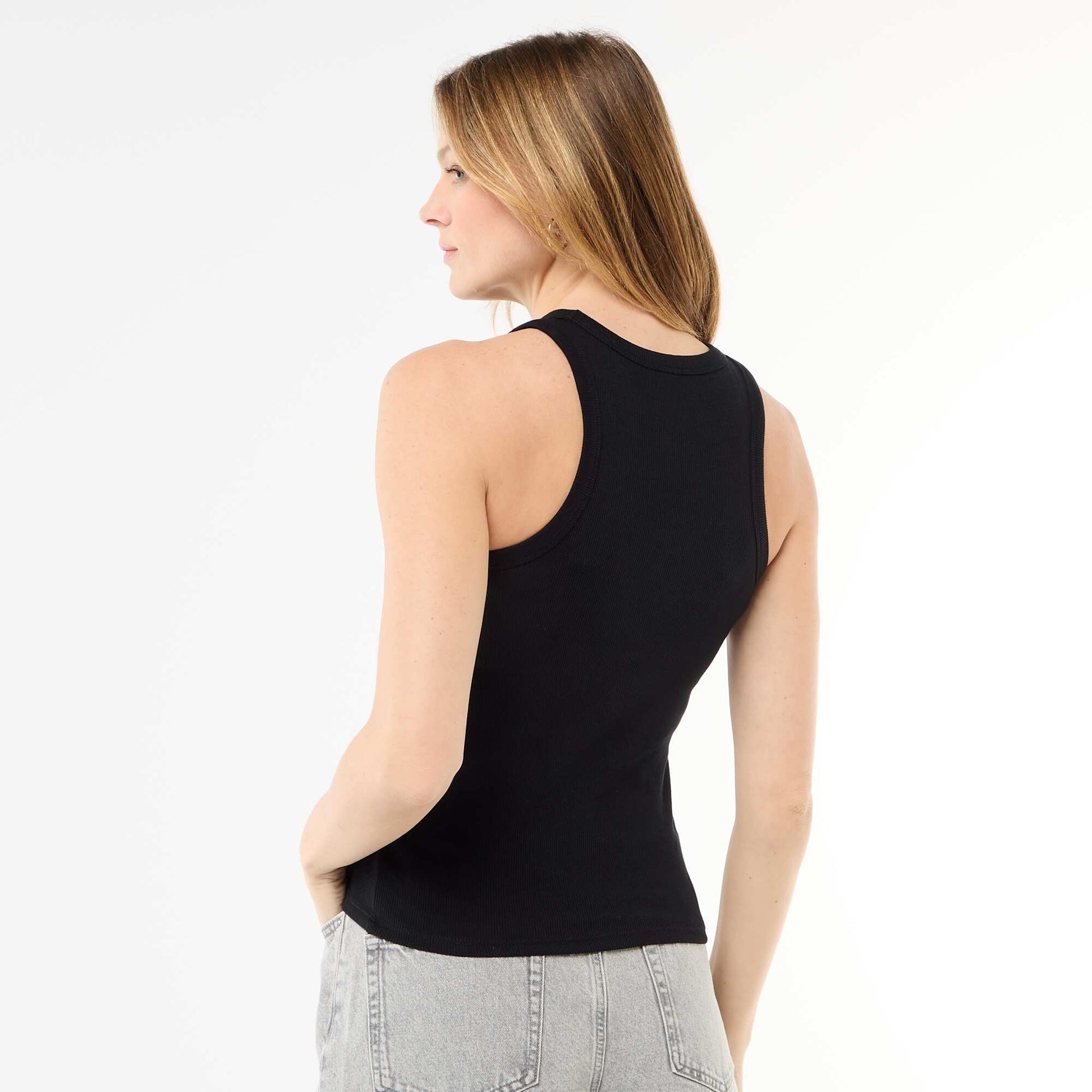 Sleeveless Tank Top with American Armholes BLACK