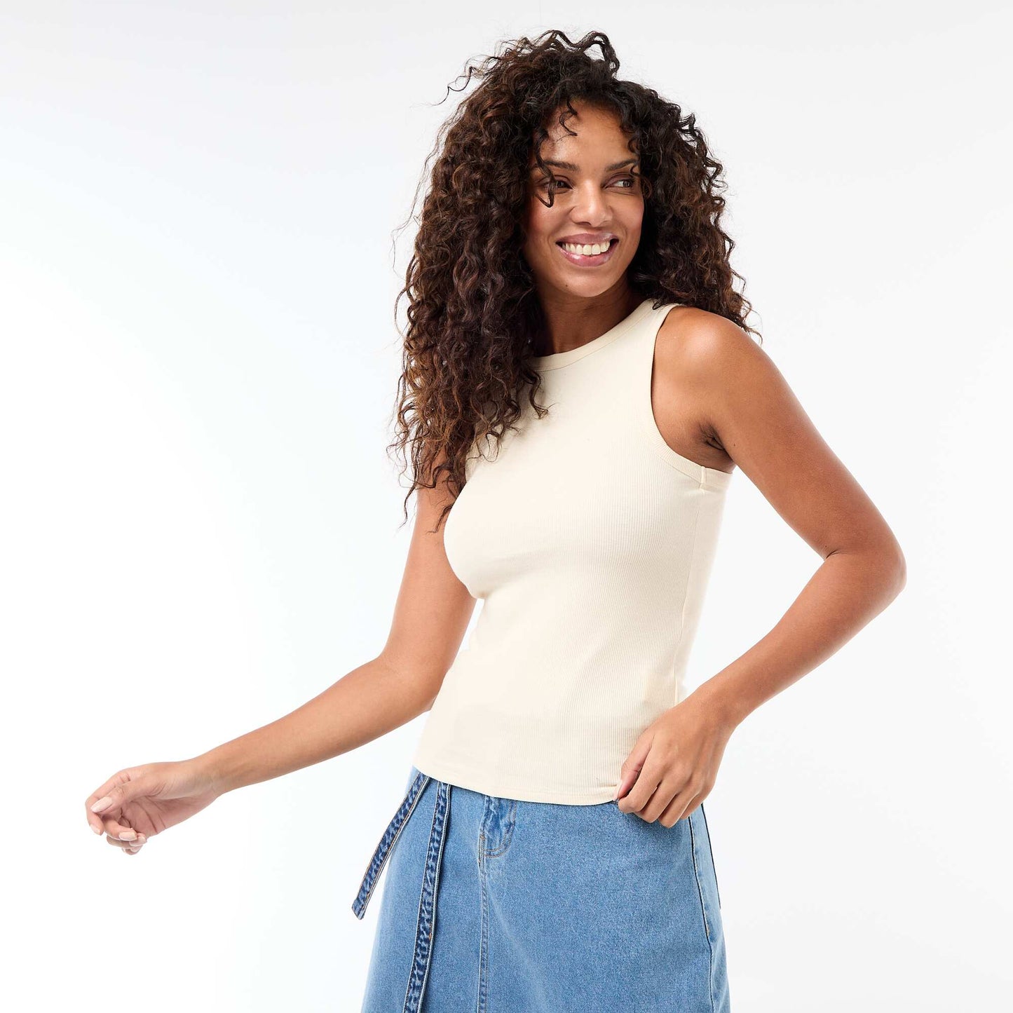 Sleeveless Tank Top with American Armholes WHITE