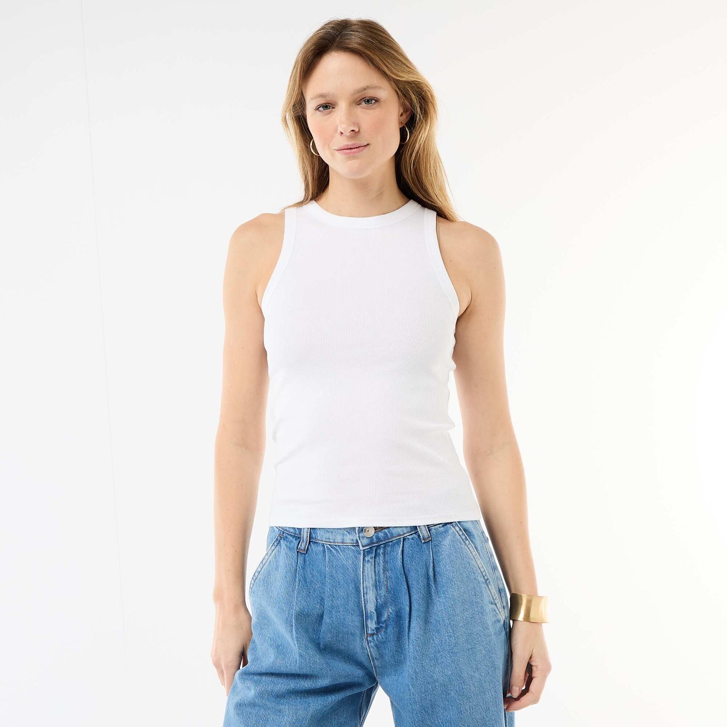 Sleeveless Tank Top with American Armholes WHITE