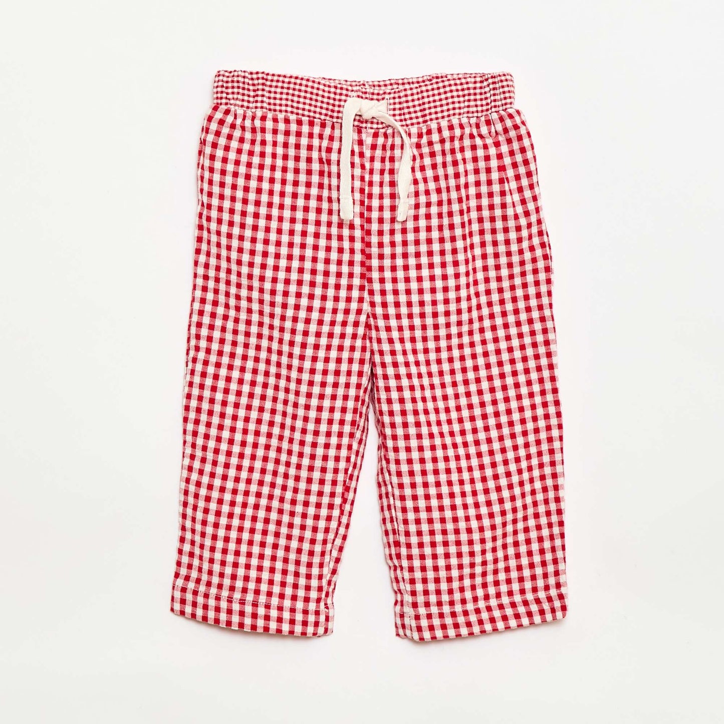 Gingham Seersucker Trousers RED