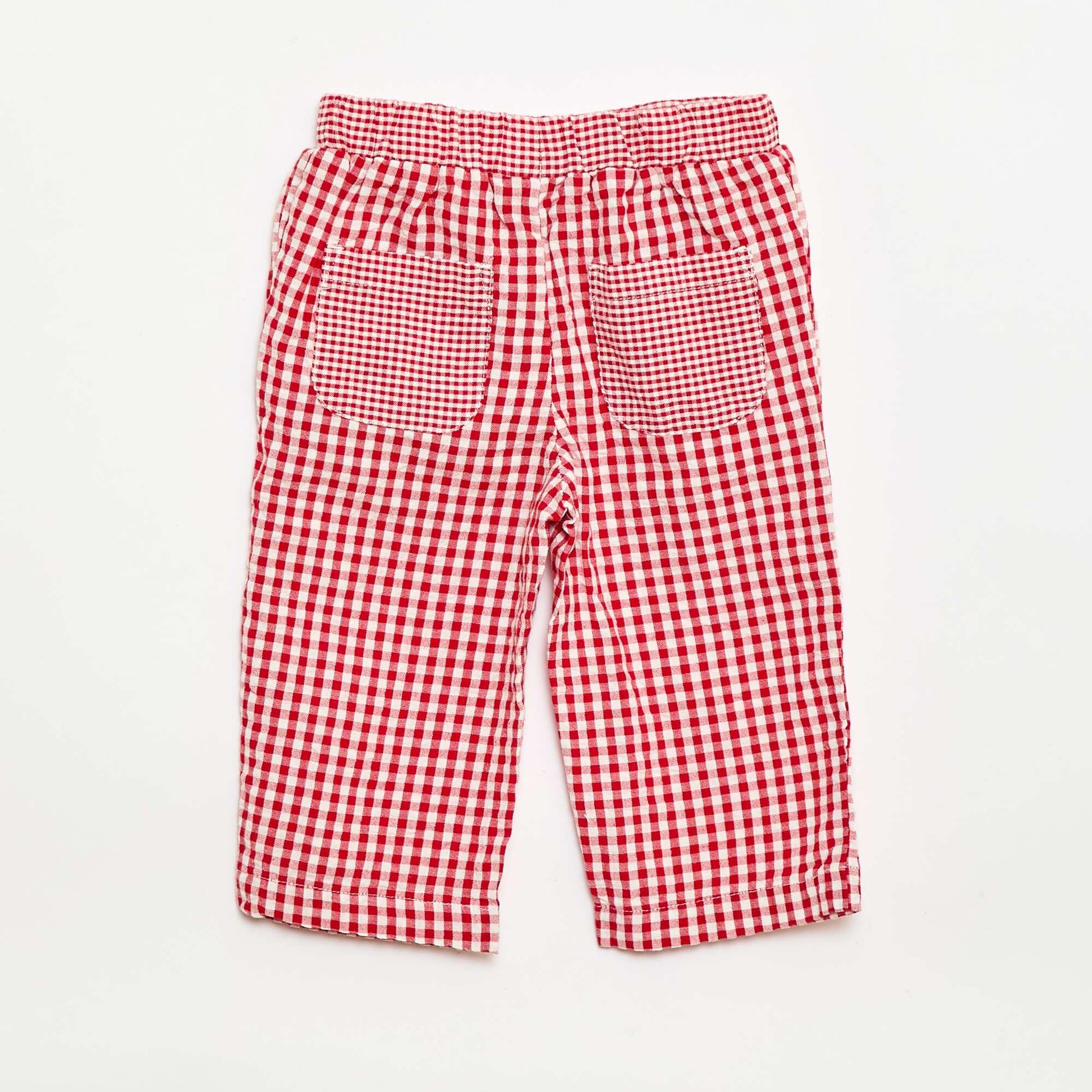 Gingham Seersucker Trousers RED
