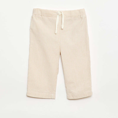 Striped Seersucker Trousers BEIGE