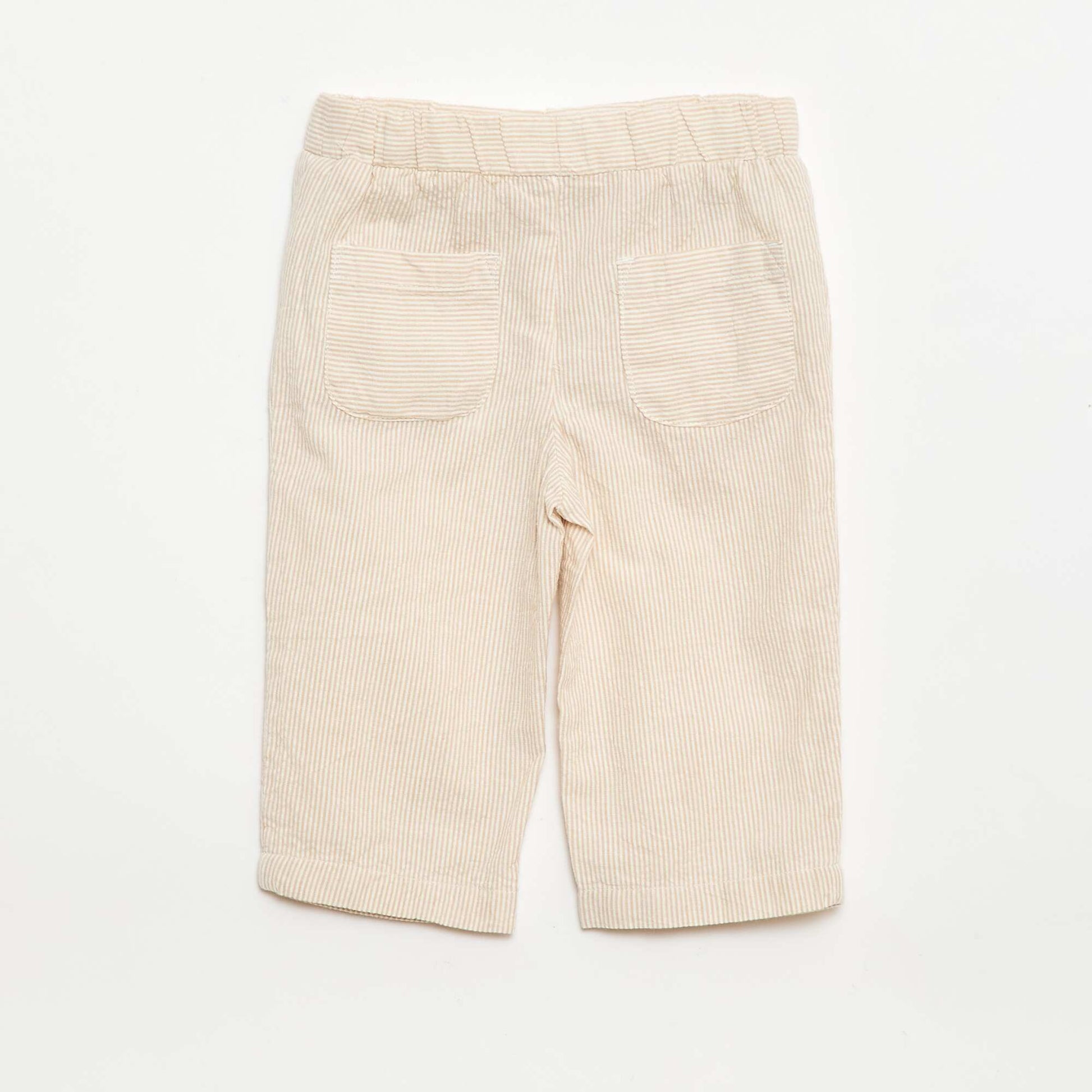 Striped Seersucker Trousers BEIGE