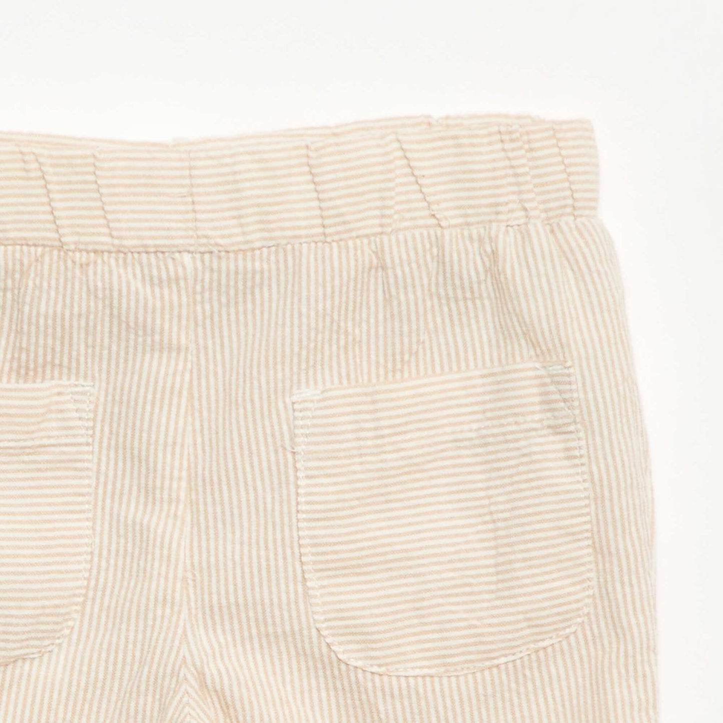 Striped Seersucker Trousers BEIGE